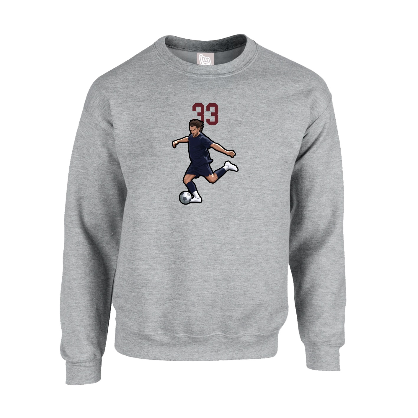 Fleece Crew — Number Top in Grey