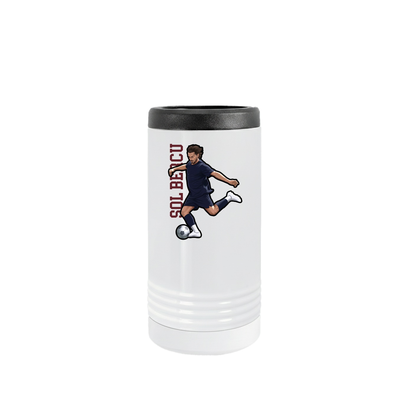 Slim Beverage Holder — Name Vertical in White