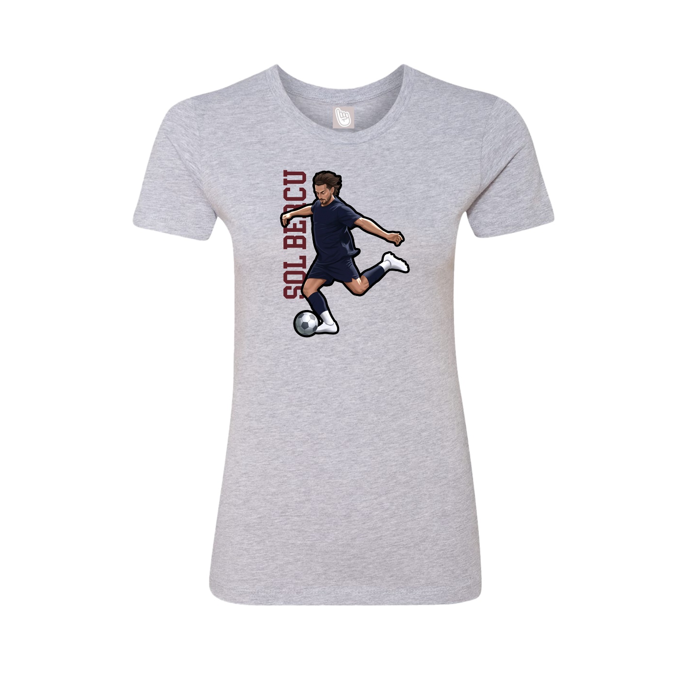 Fitted Women's Tee — Name Vertical in Grey
