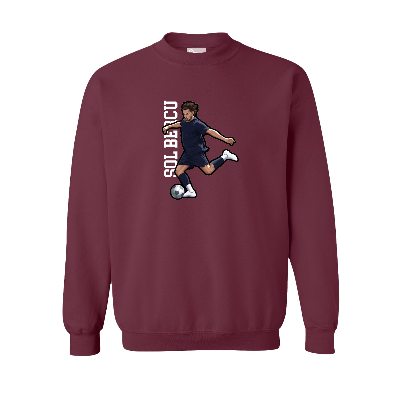 Fleece Crew — Name Vertical in Maroon