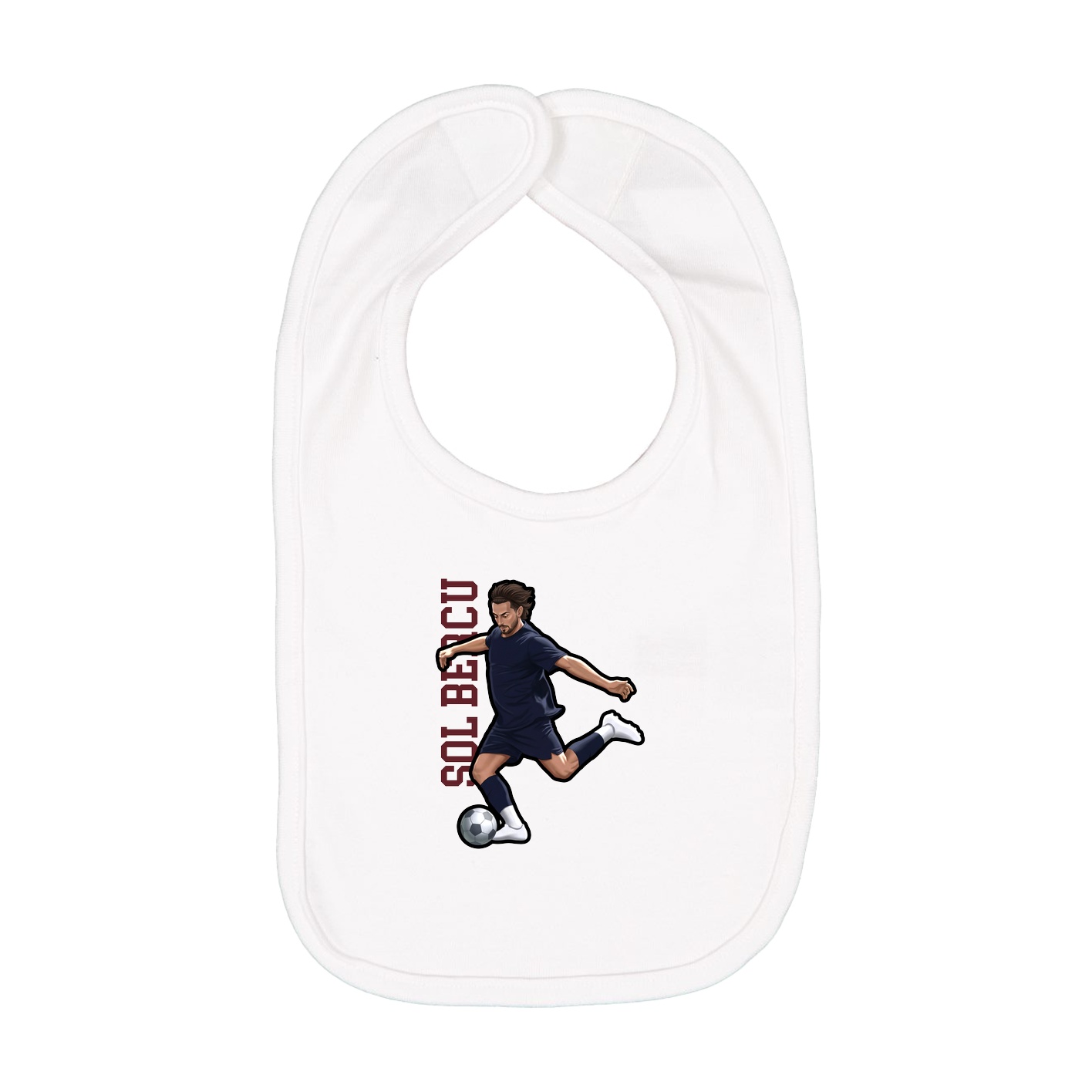Infant Bib — Name Vertical in White