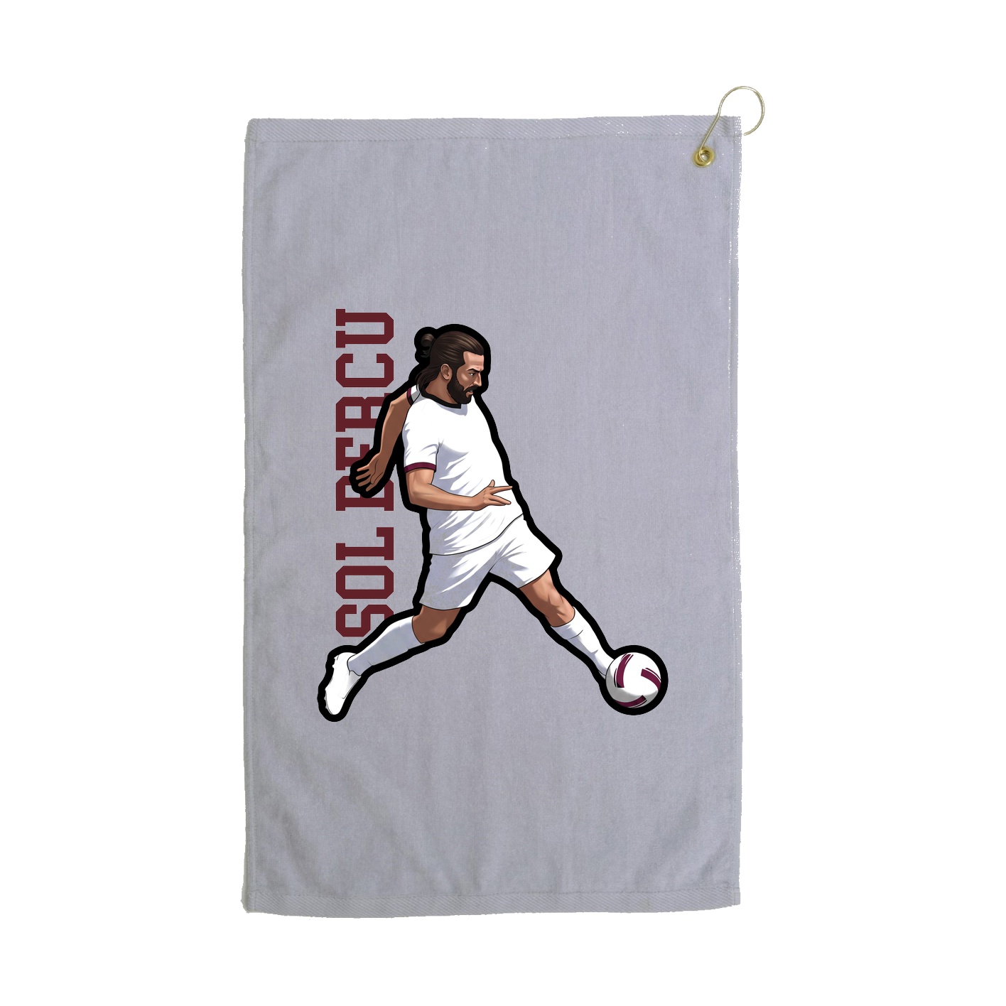Golf Towel — Name Vertical in Grey