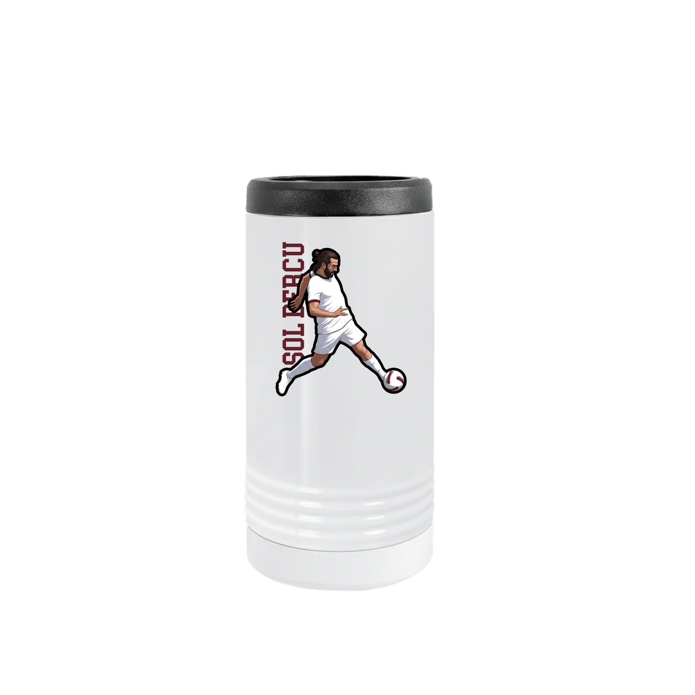 Slim Beverage Holder — Name Vertical in White