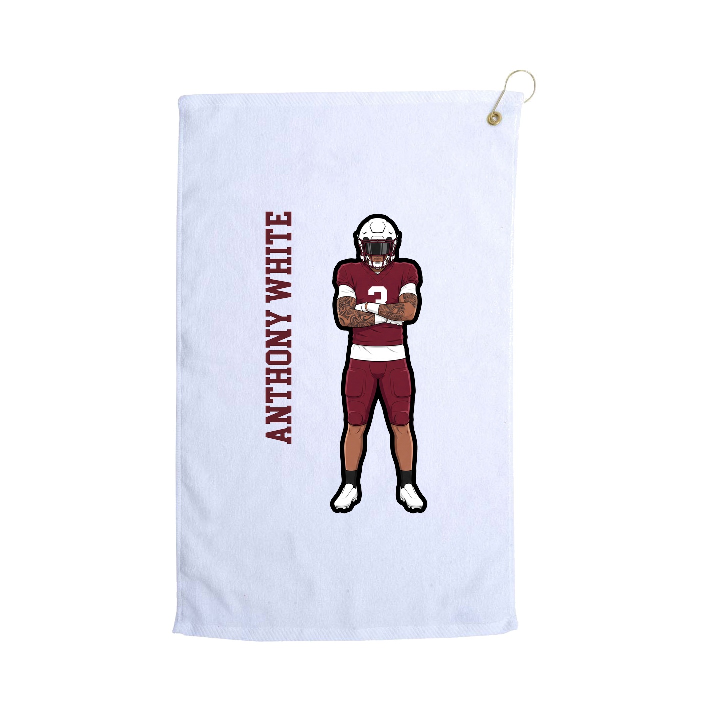 Golf Towel — Name Vertical in White
