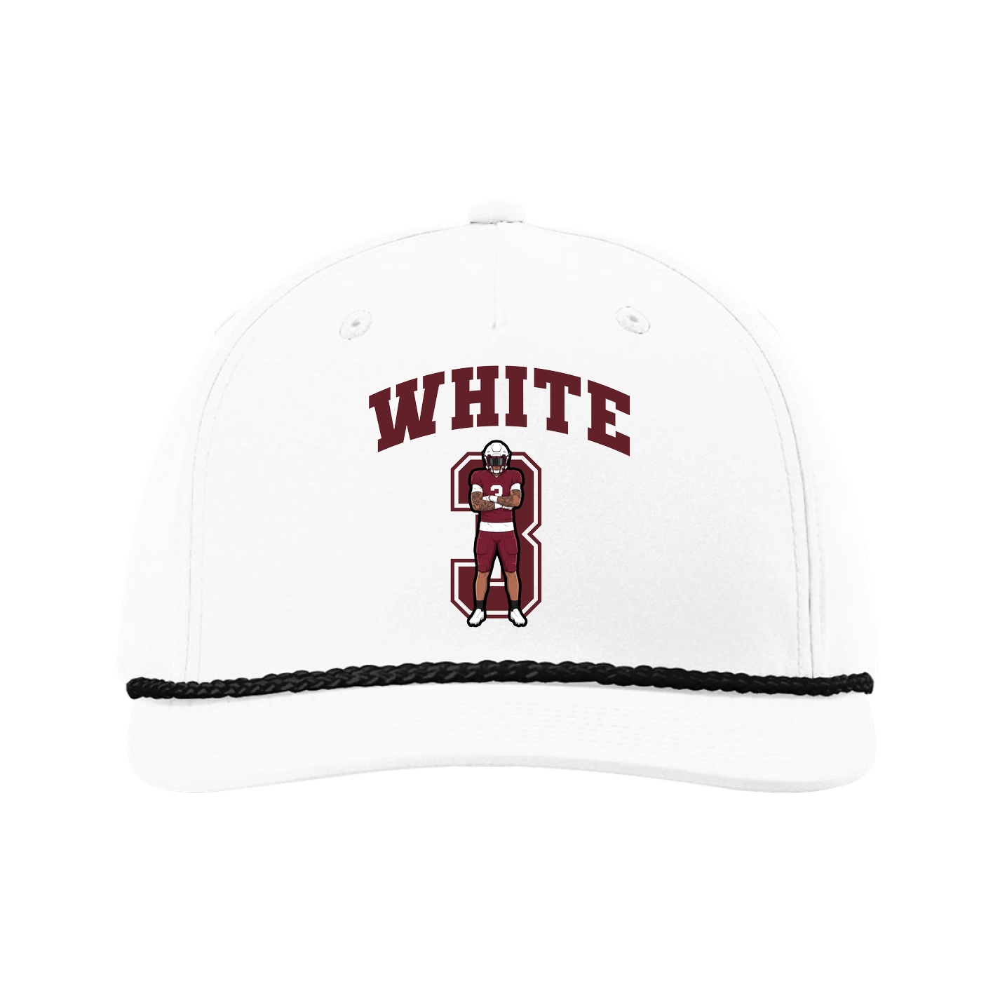 Five-Panel Classic Rope Cap — Number in White