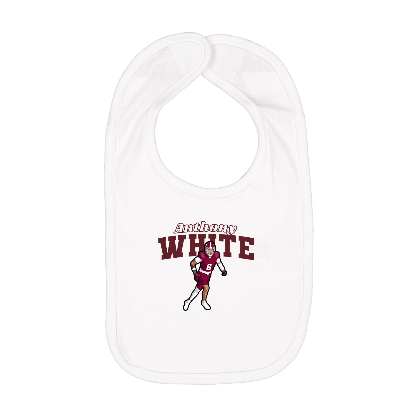 Infant Bib — Name Arch in White