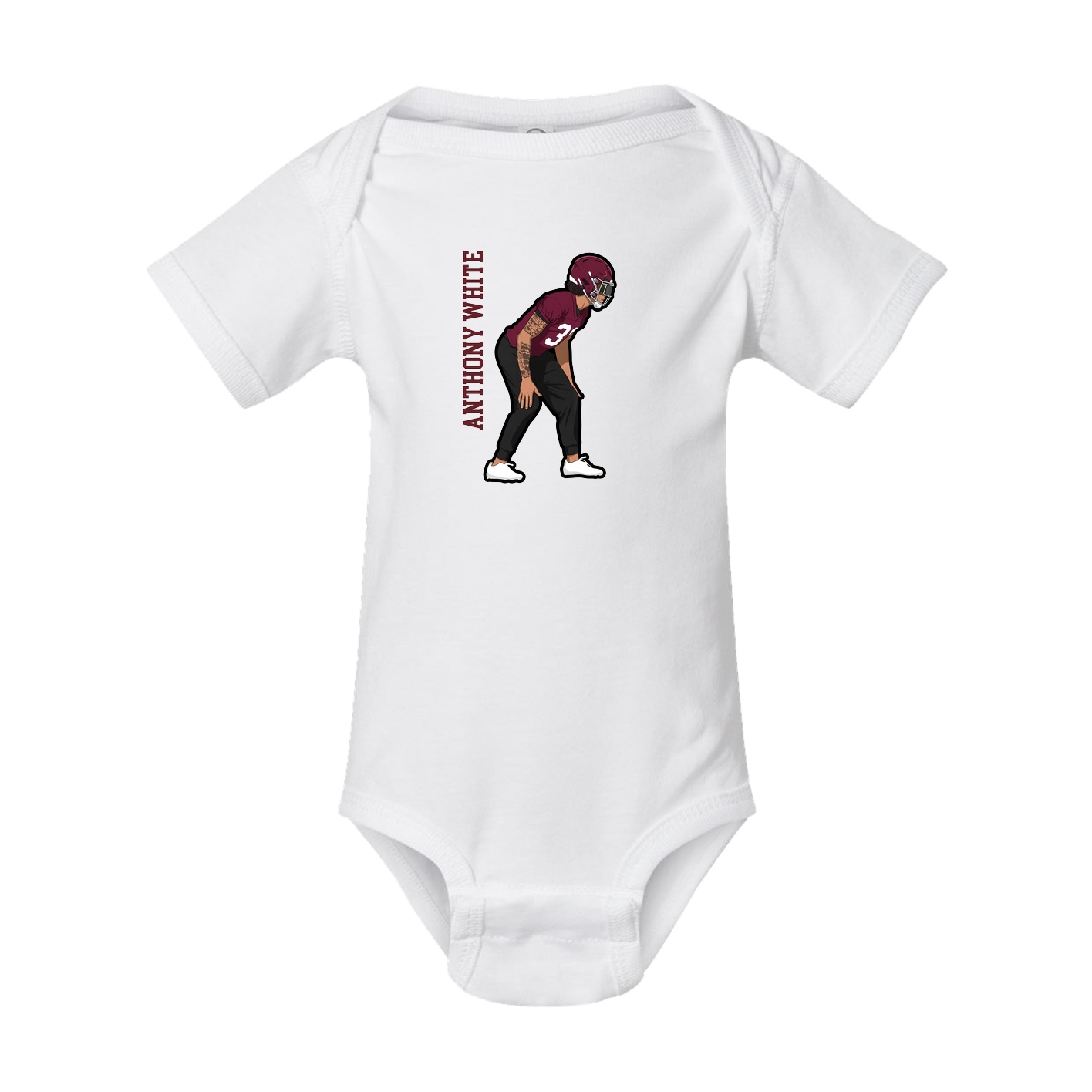 Baby Onesie — Name Vertical in White