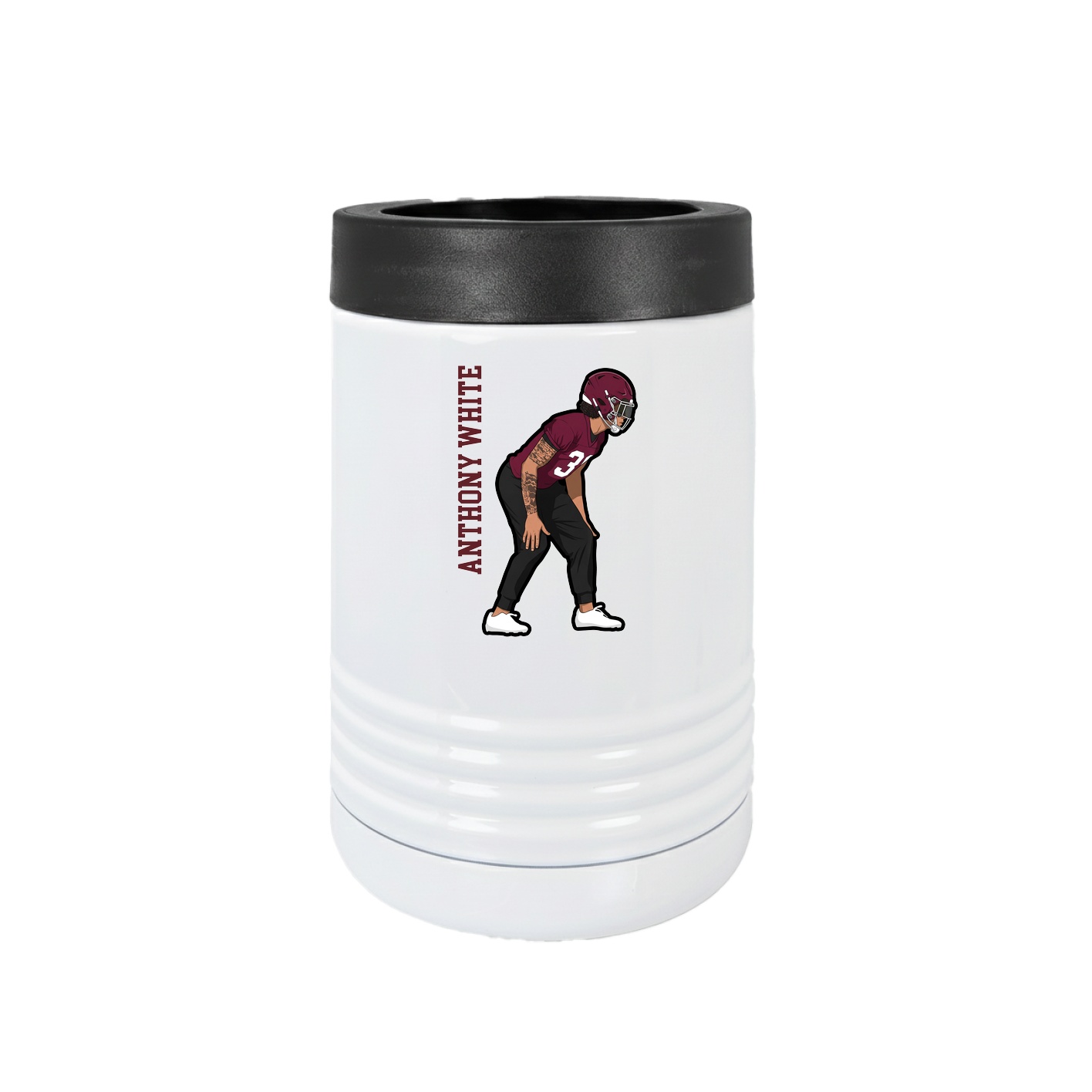 Beverage Holder — Name Vertical in White