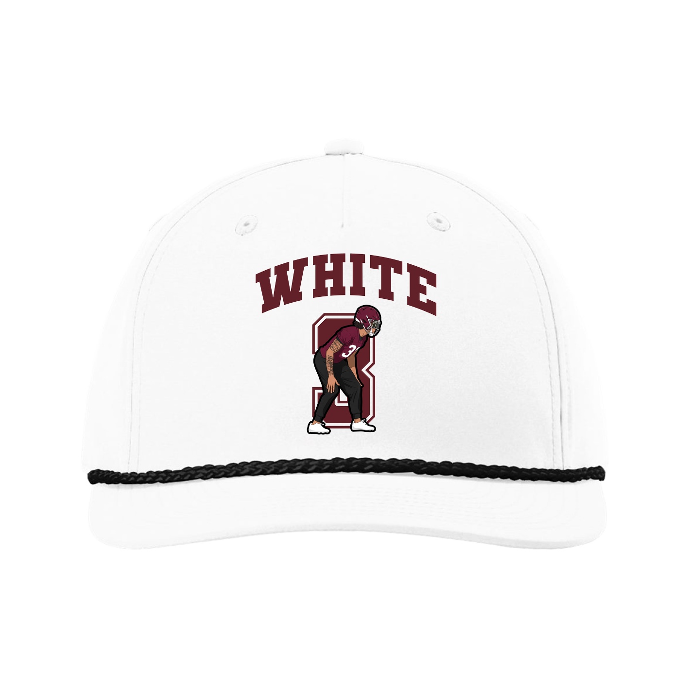 Five-Panel Classic Rope Cap — Number in White