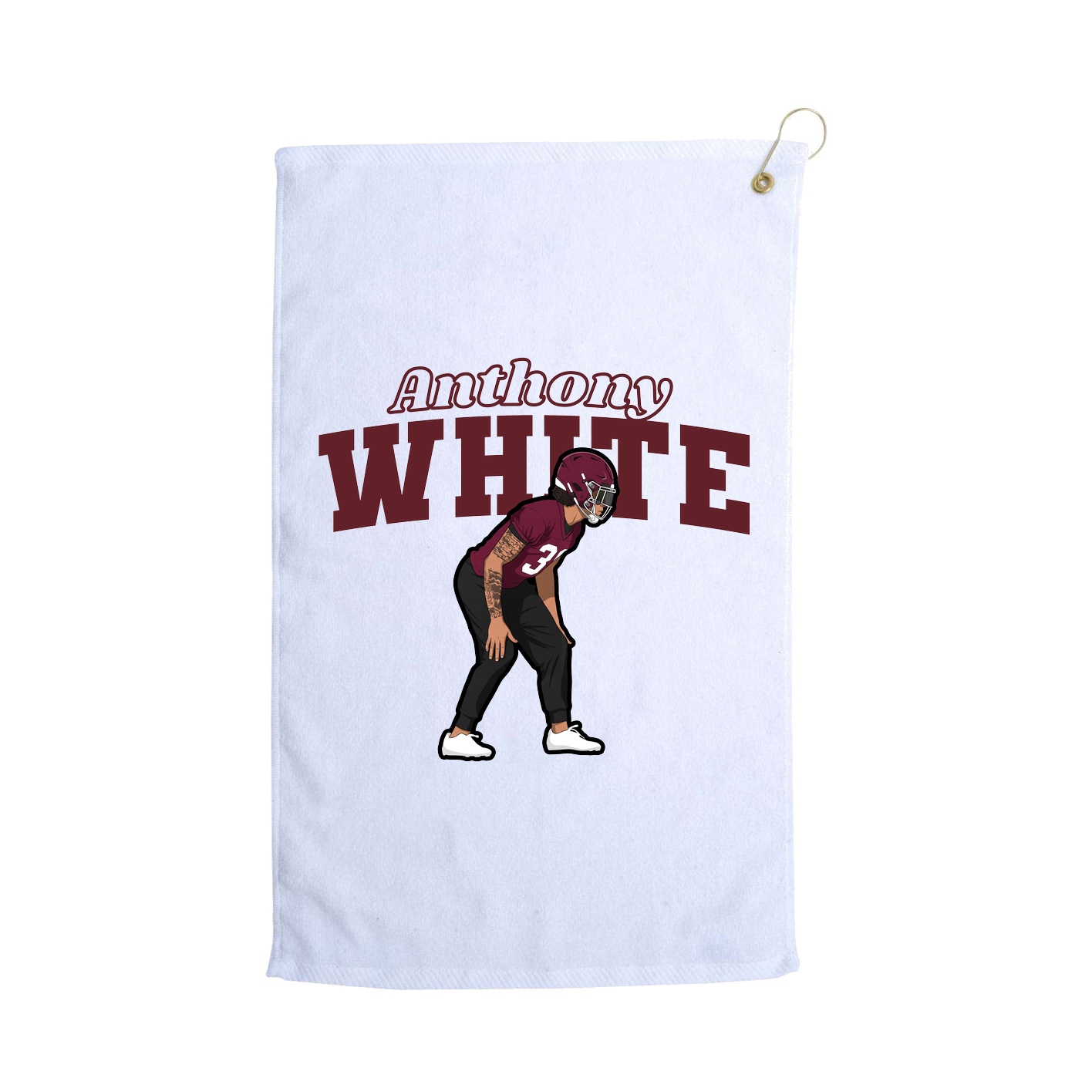 Golf Towel — Name Arch in White