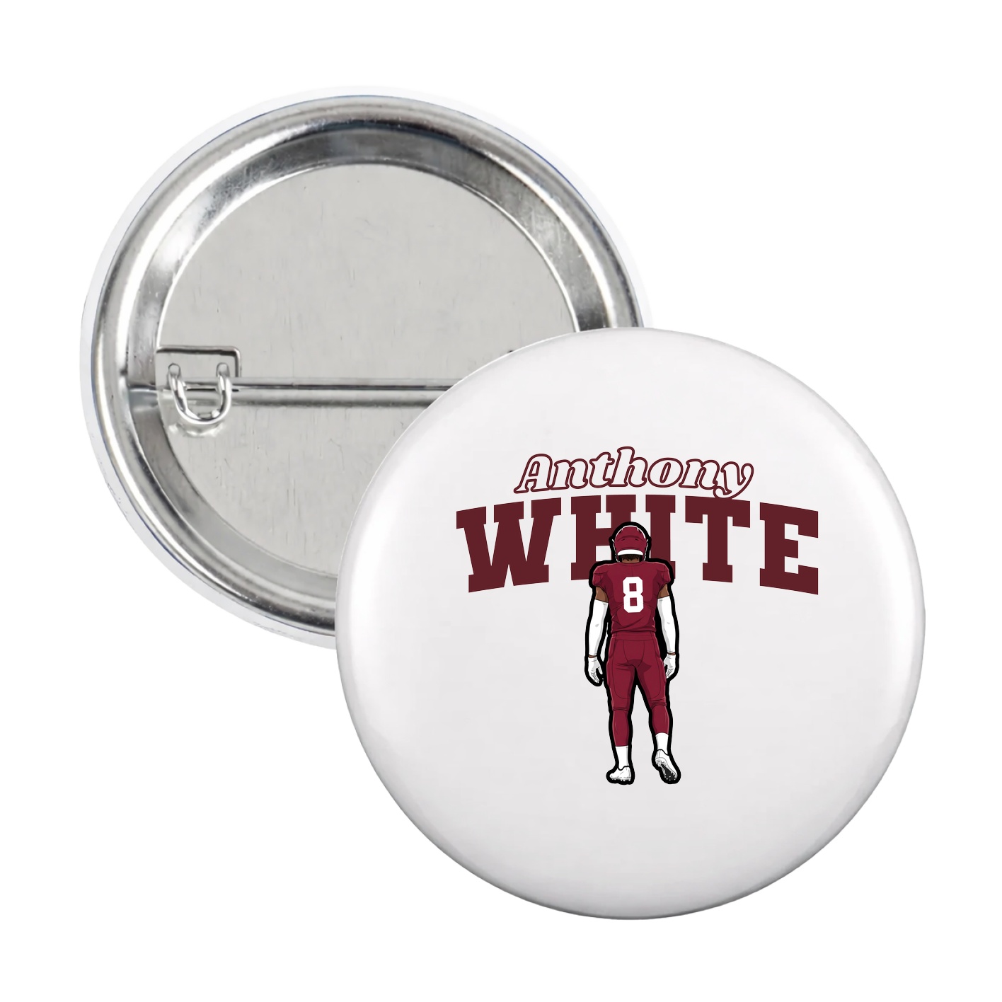 Game Day Button — Name Arch in White