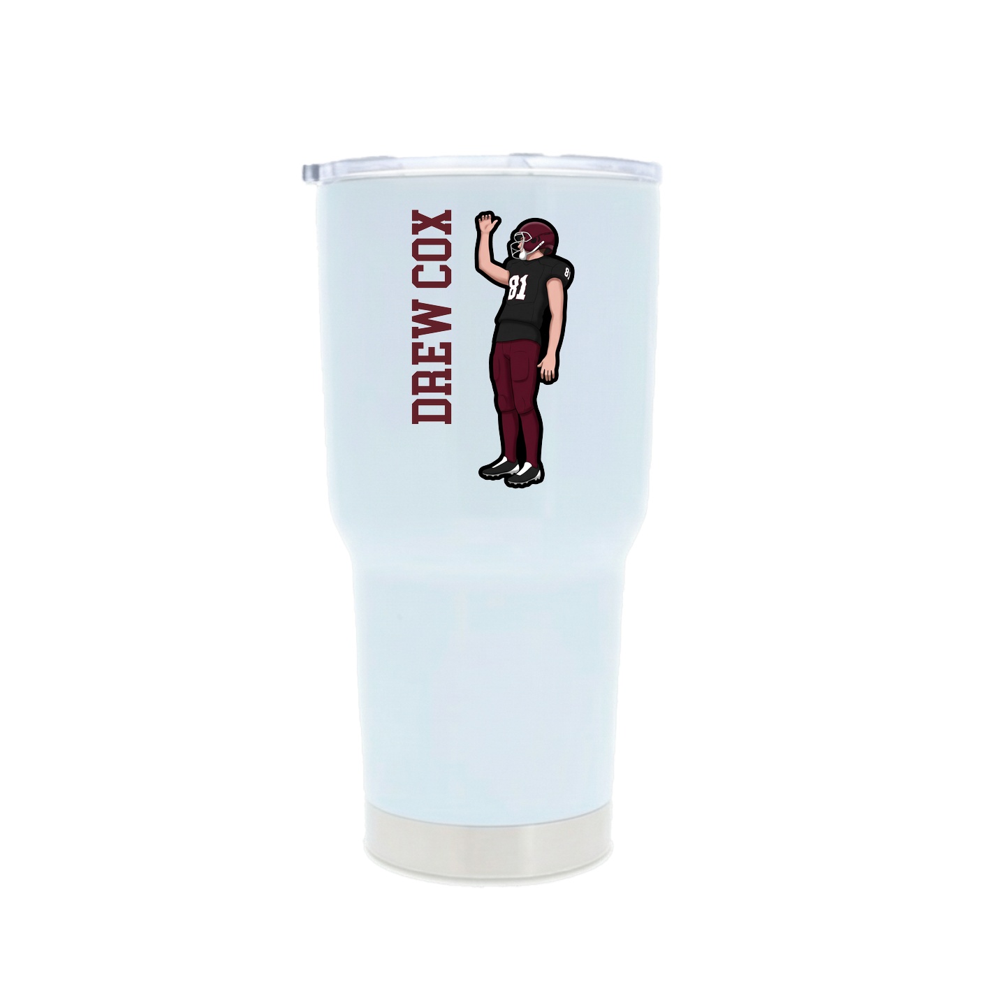 30oz Stainless Steel Tumbler — Name Vertical in White