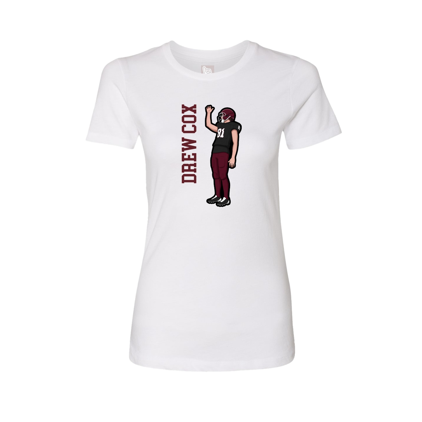 Fitted Women's Tee — Name Vertical in White