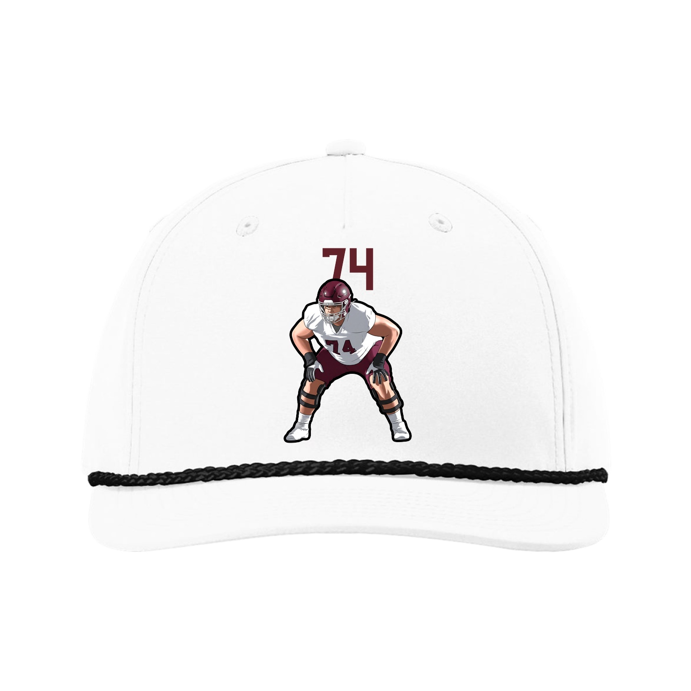 Five-Panel Classic Rope Cap — Number Top in White