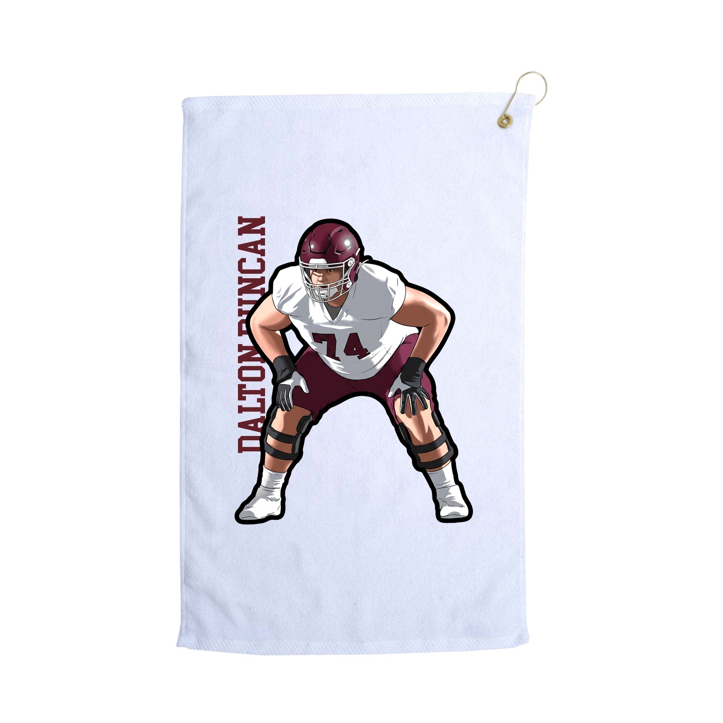 Golf Towel — Name Vertical in White