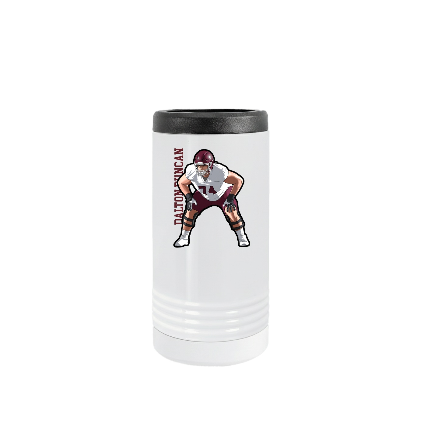 Slim Beverage Holder — Name Vertical in White