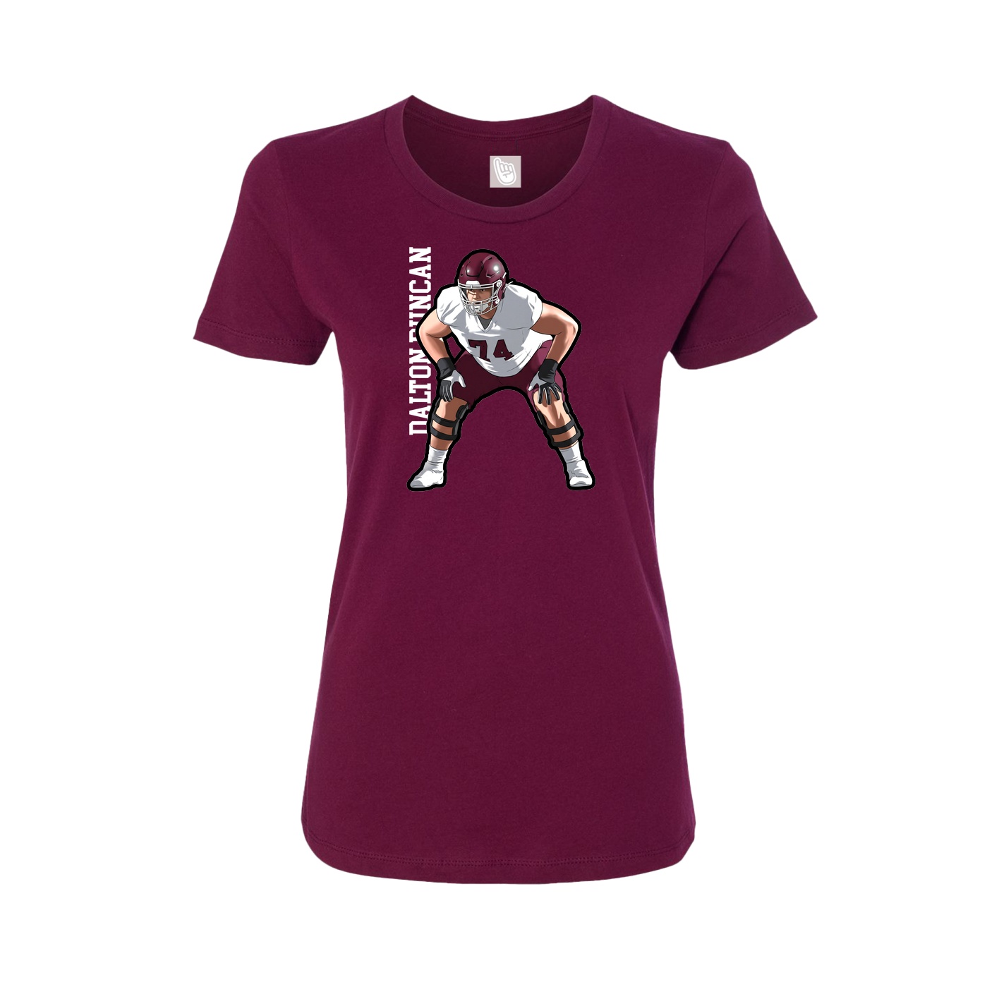 Fitted Women's Tee — Name Vertical in Maroon