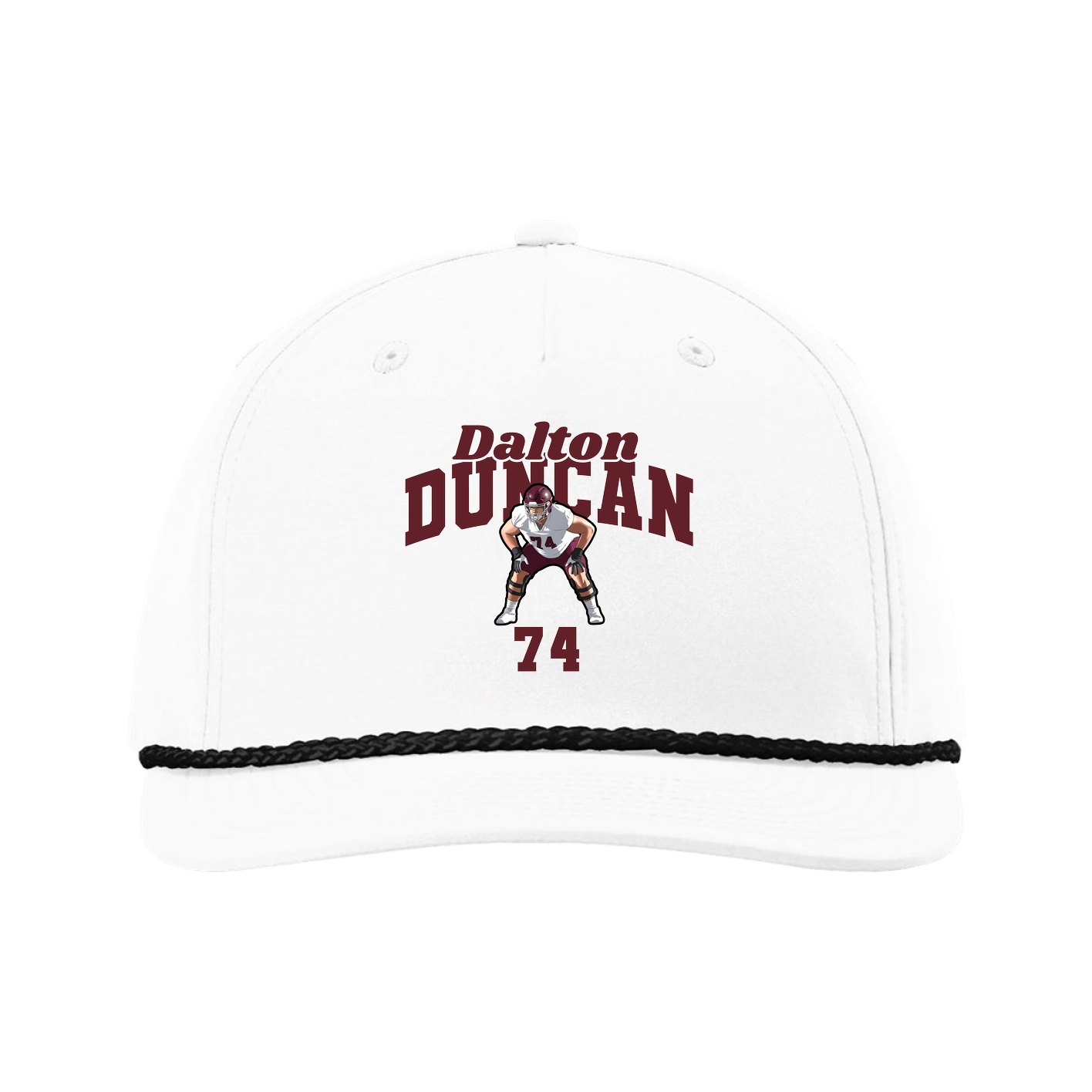 Five-Panel Classic Rope Cap — Signature Arch in White