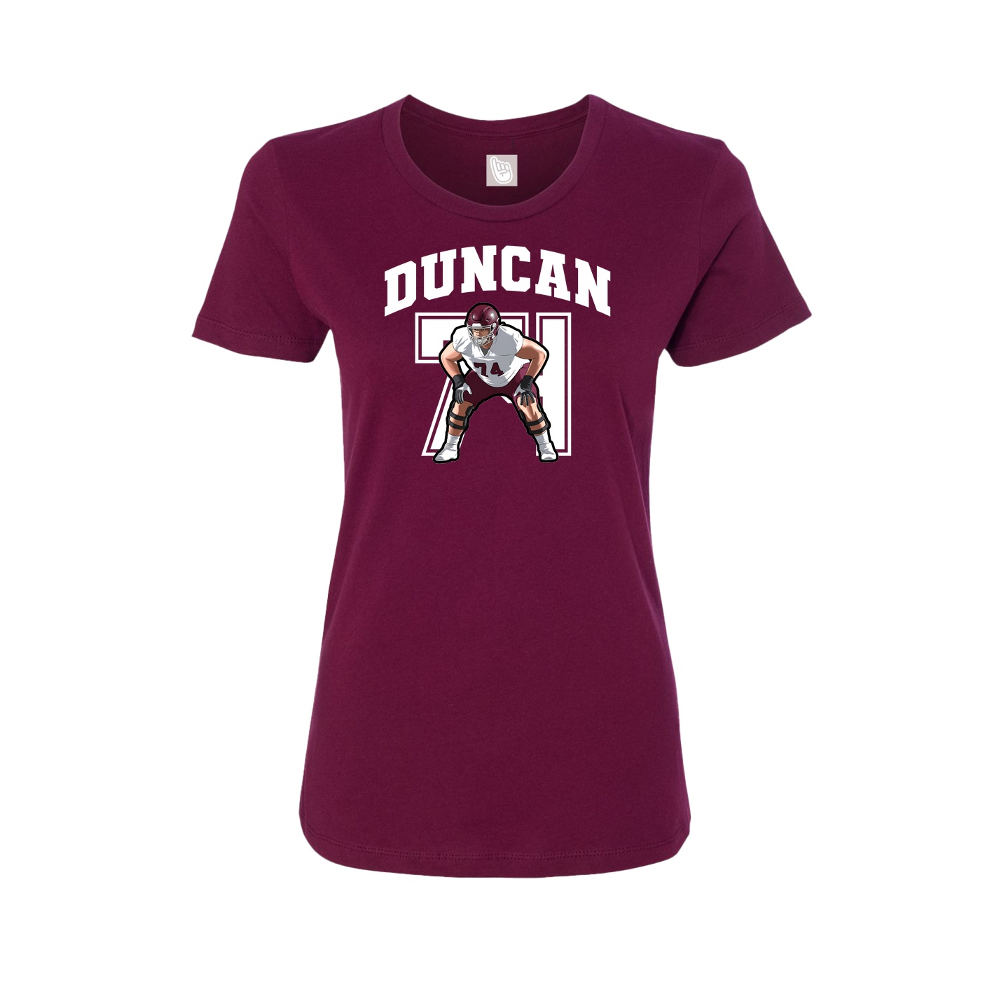 Fitted Women's Tee — Number in Maroon