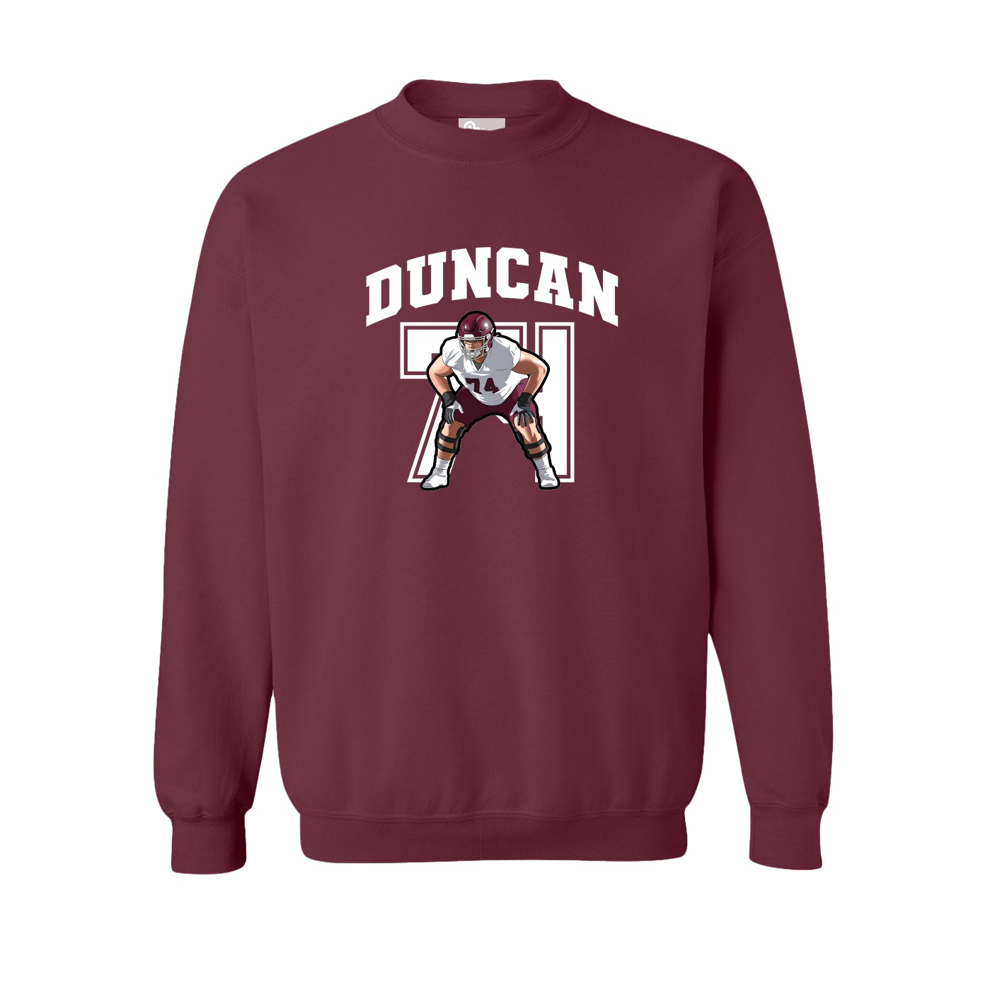 Fleece Crew — Number in Maroon