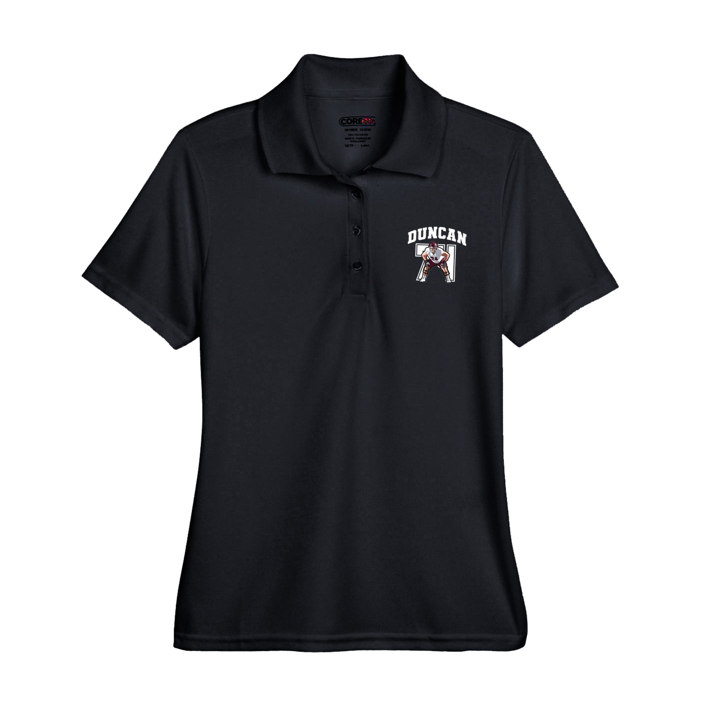 Womens Performance Polo — Number in Black
