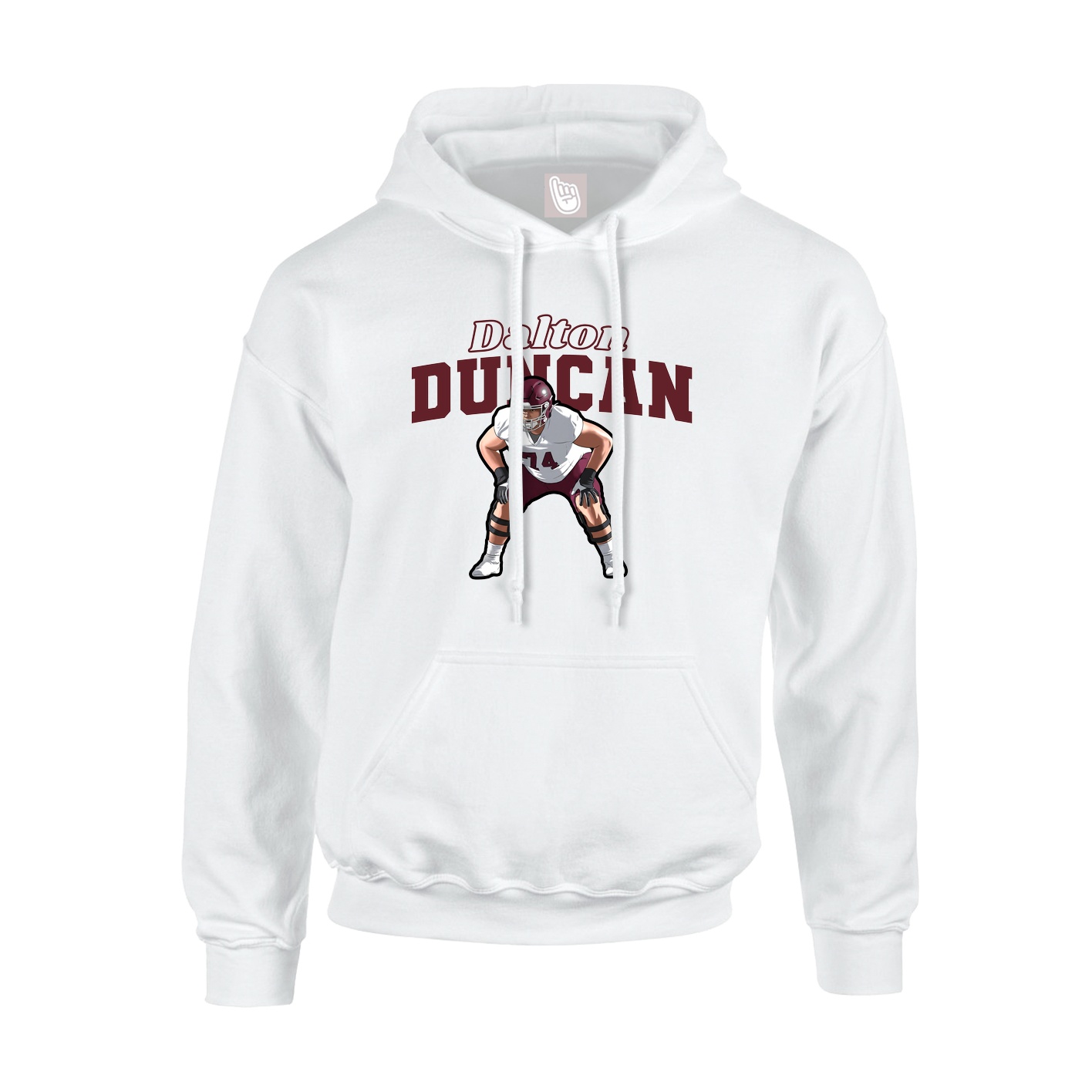 Youth Hoodie — Name Arch in White
