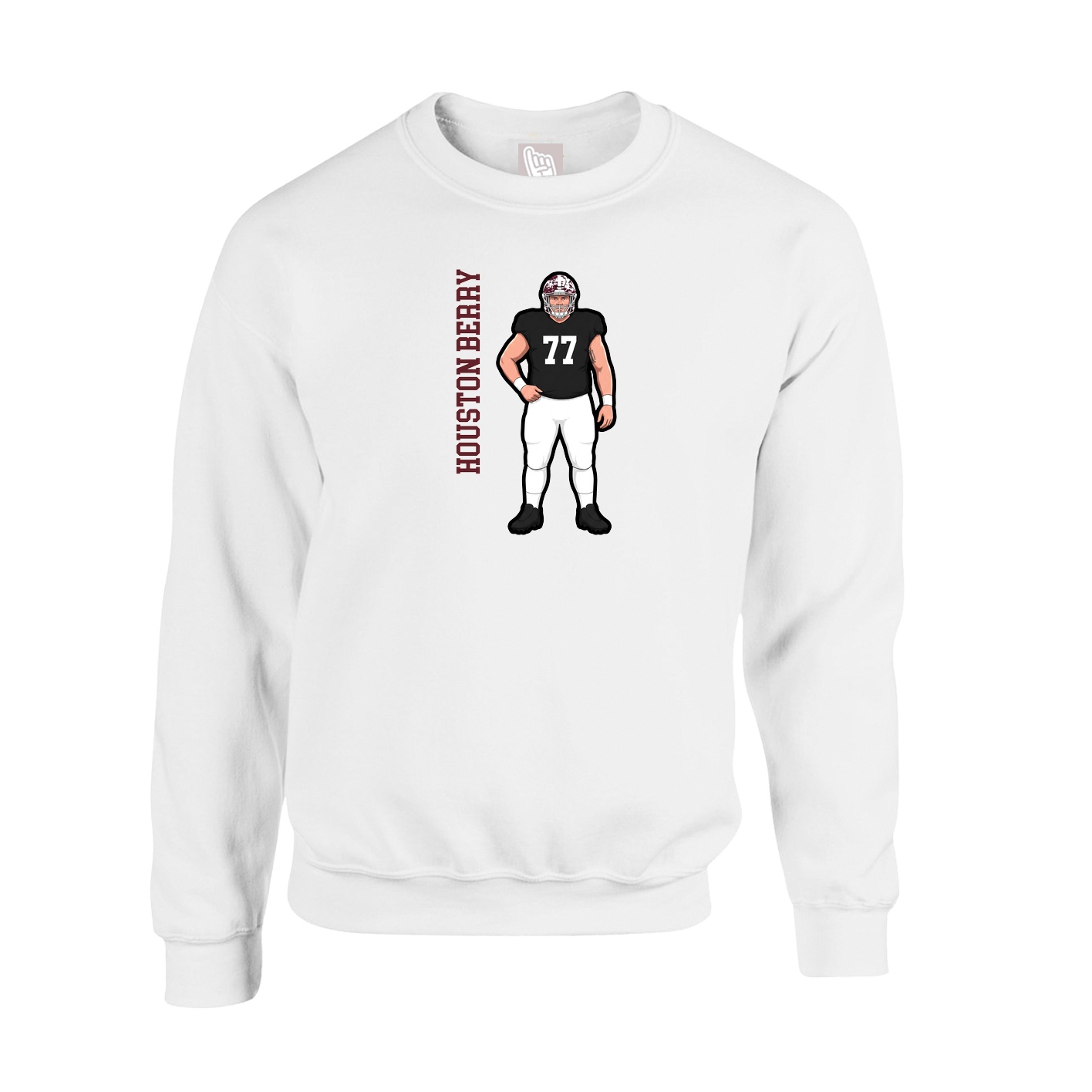 Fleece Crew — Name Vertical in White