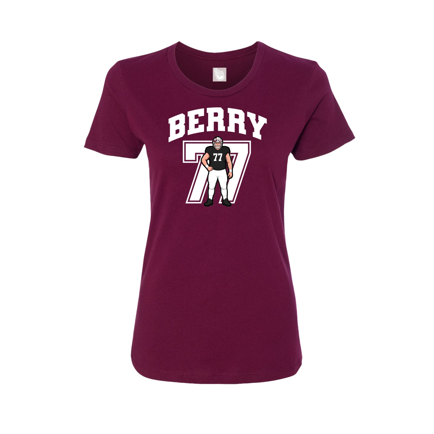 Fitted Women's Tee — Number in Maroon