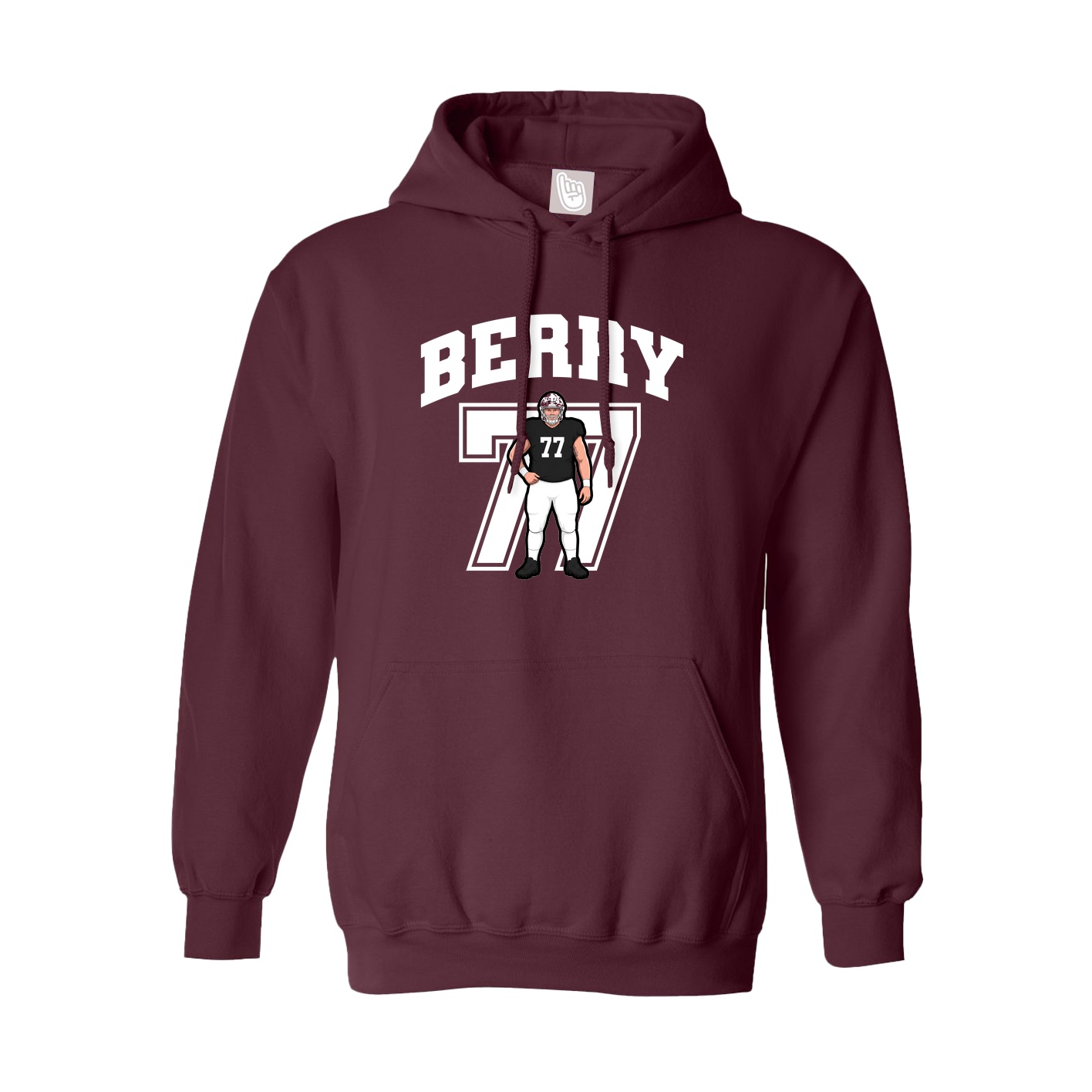 Youth Hoodie — Number in Maroon