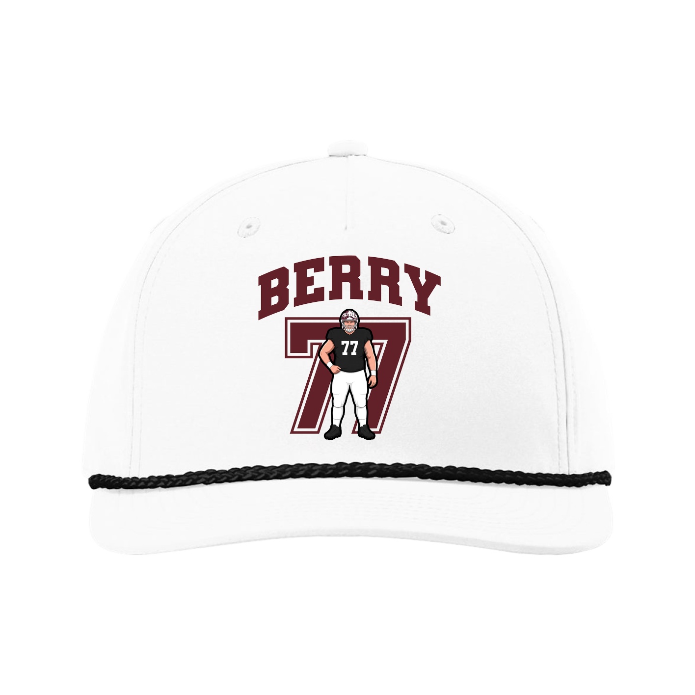 Five-Panel Classic Rope Cap — Number in White