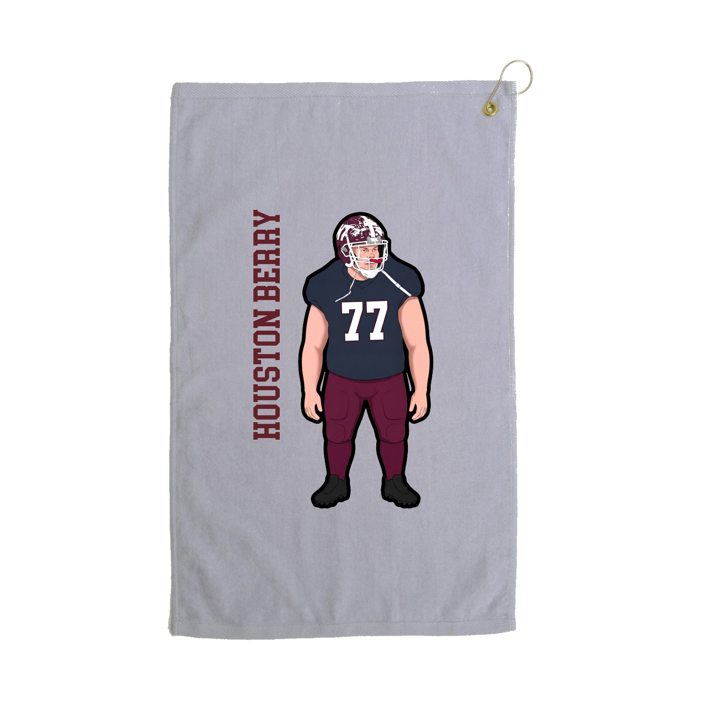 Golf Towel — Name Vertical in Grey