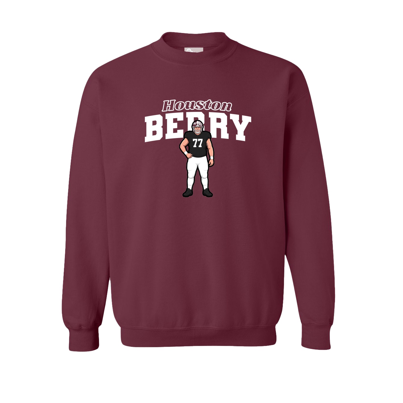 Fleece Crew — Name Arch in Maroon