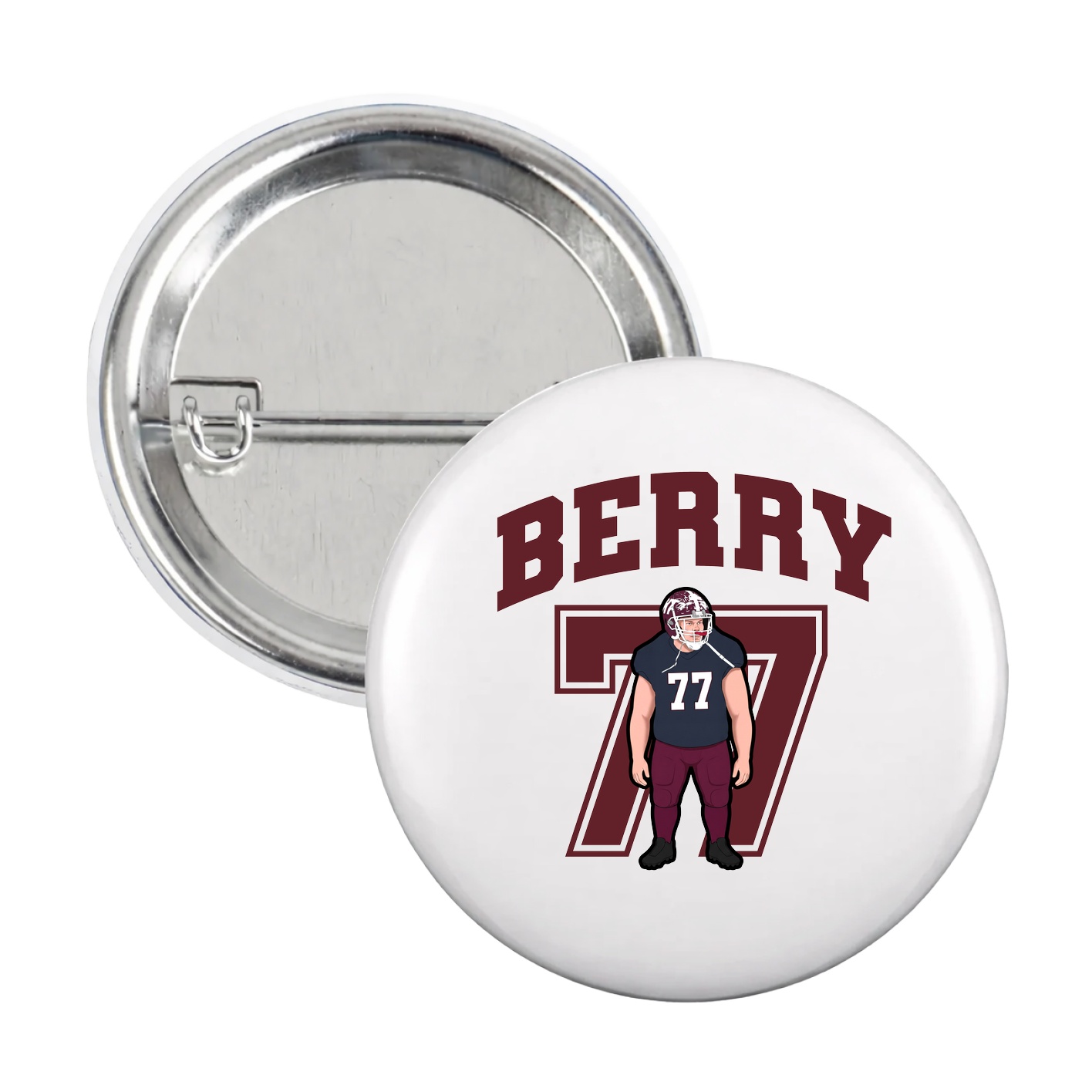 Game Day Button — Number in White