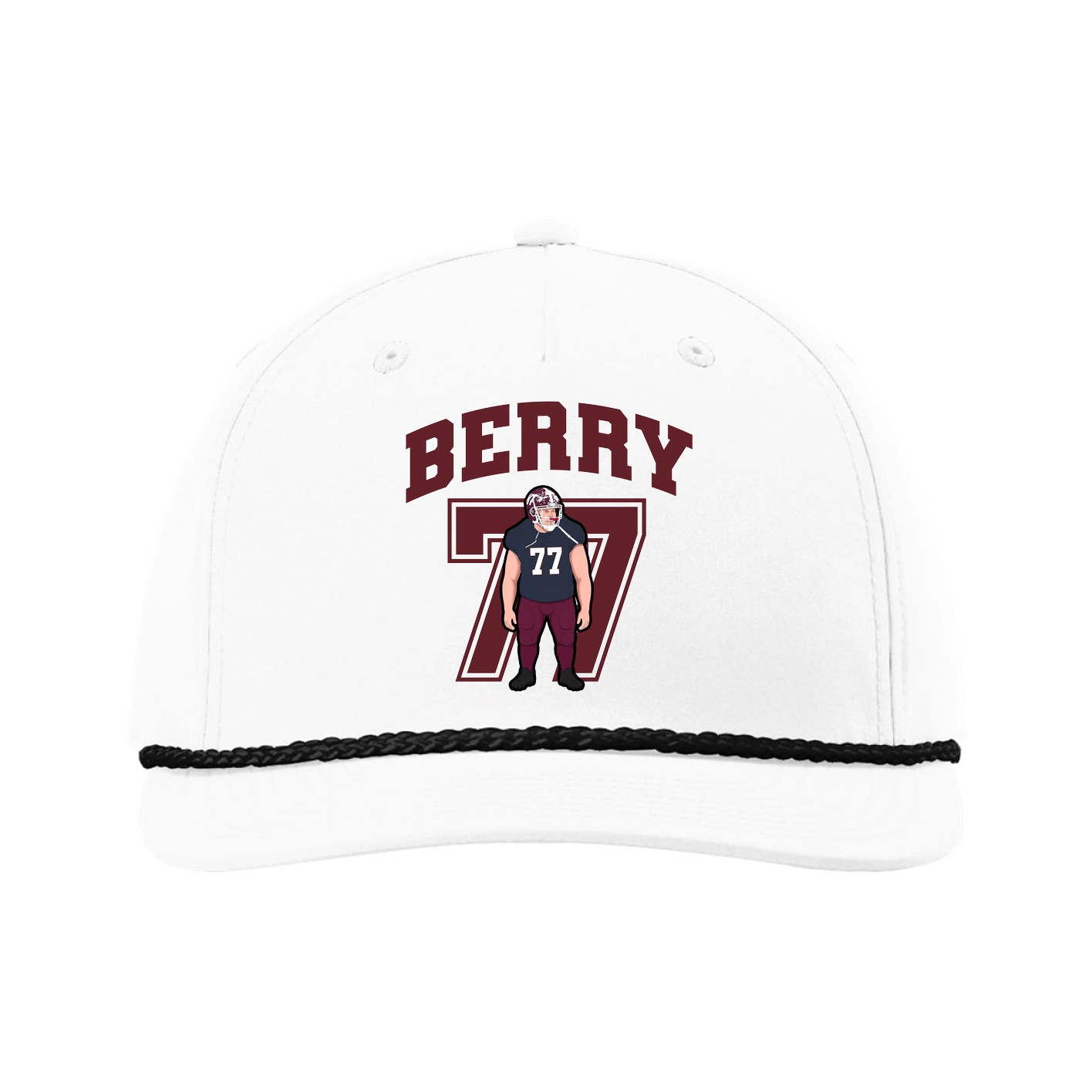 Five-Panel Classic Rope Cap — Number in White