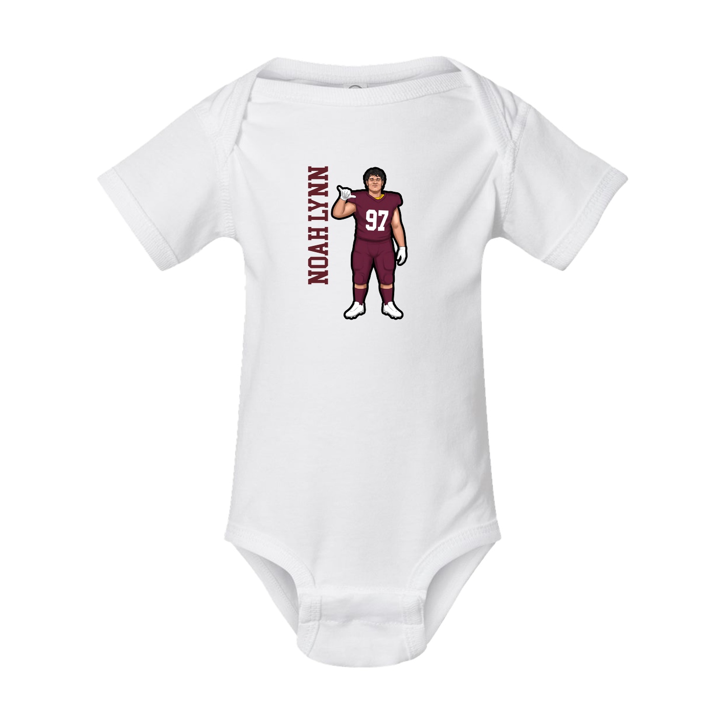 Baby Onesie — Name Vertical in White