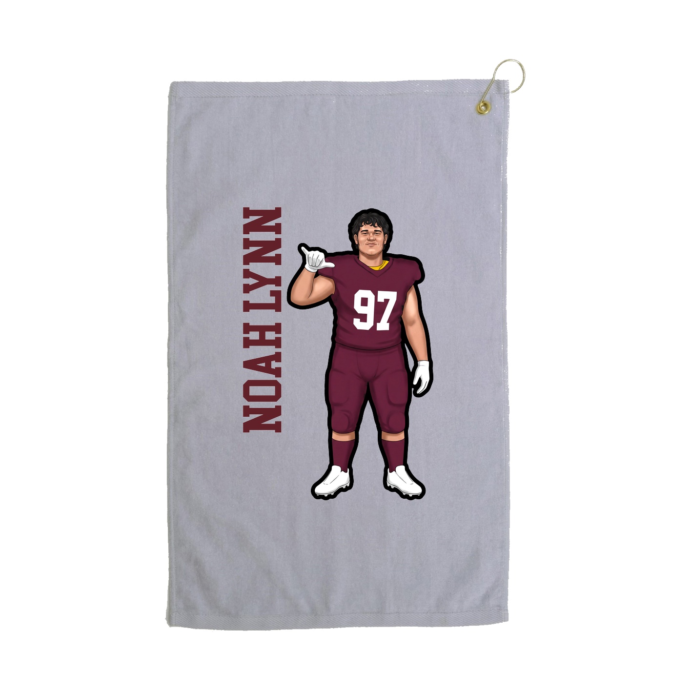 Golf Towel — Name Vertical in Grey
