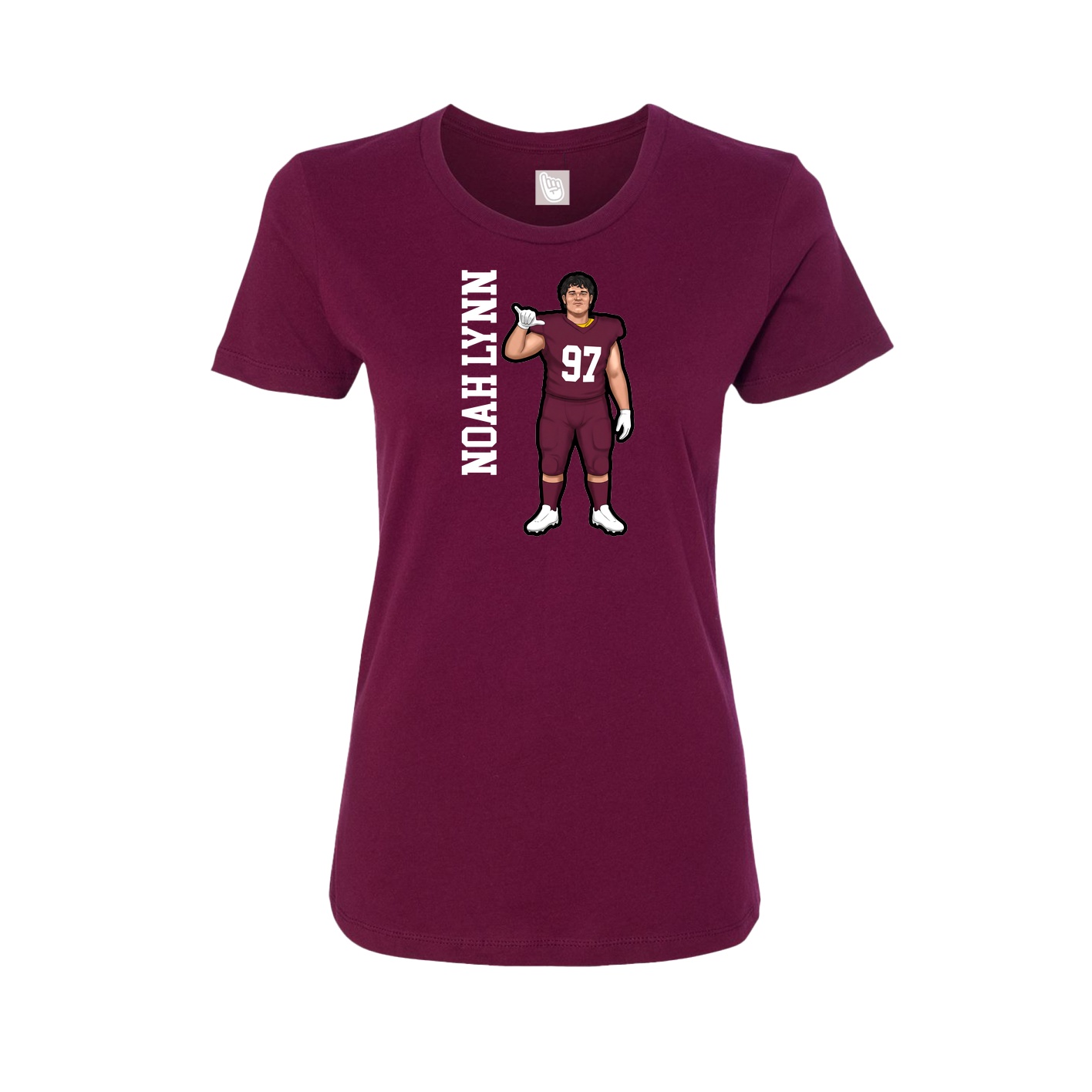 Fitted Women's Tee — Name Vertical in Maroon