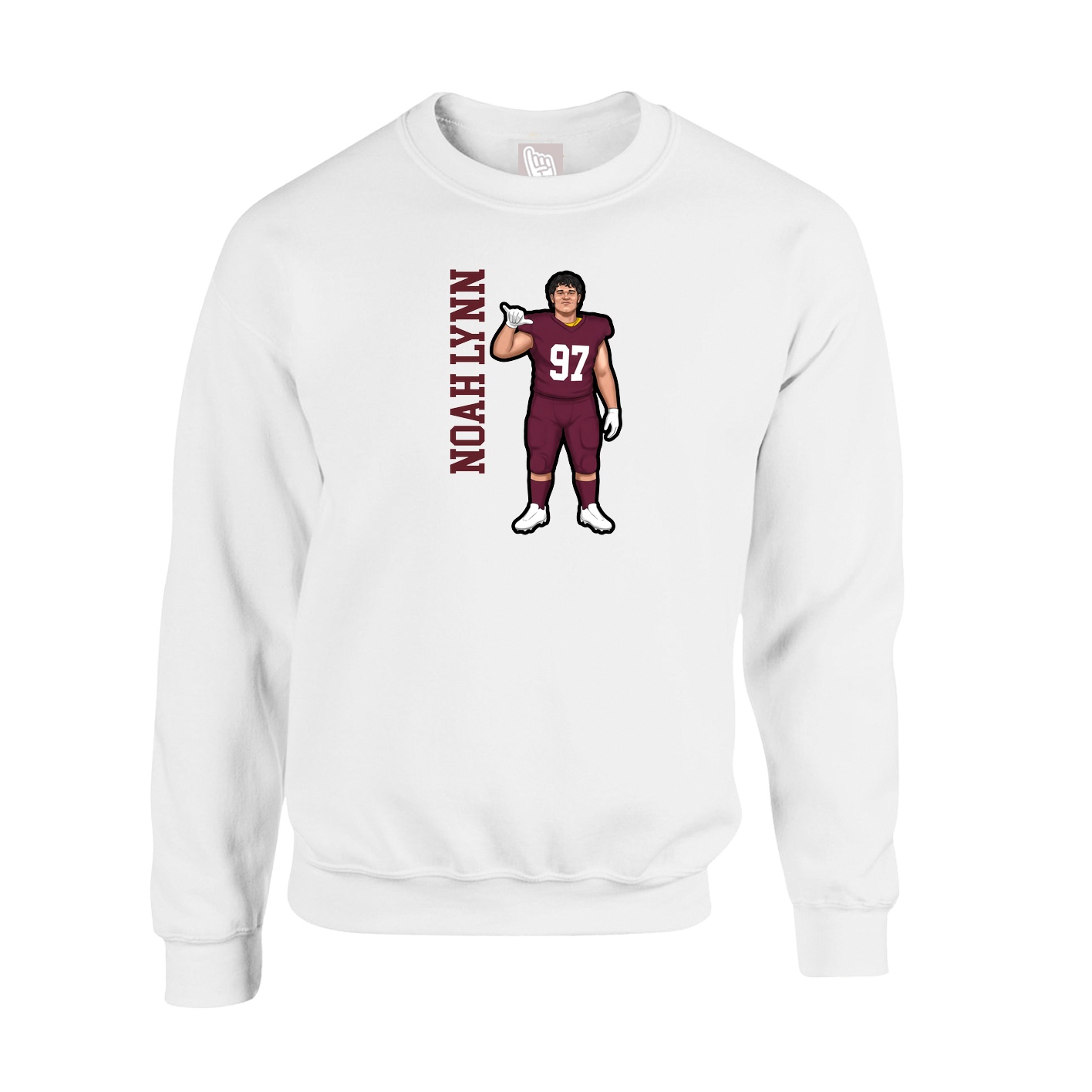 Fleece Crew — Name Vertical in White