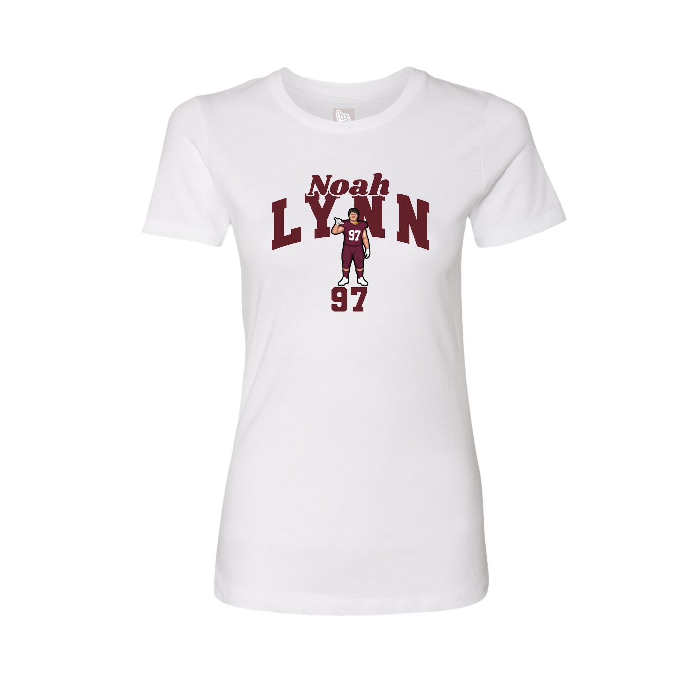 Fitted Women's Tee — Signature Arch in White