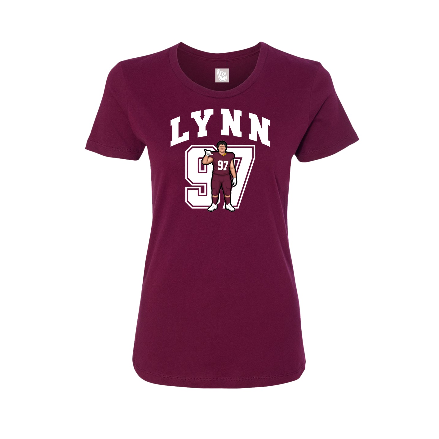 Fitted Women's Tee — Number in Maroon