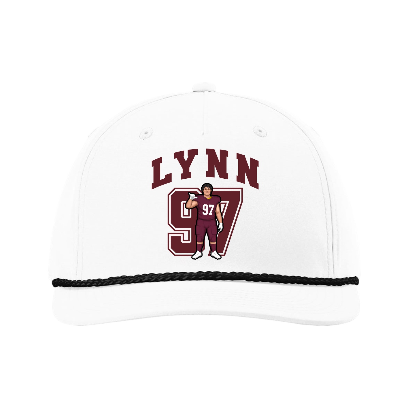 Five-Panel Classic Rope Cap — Number in White