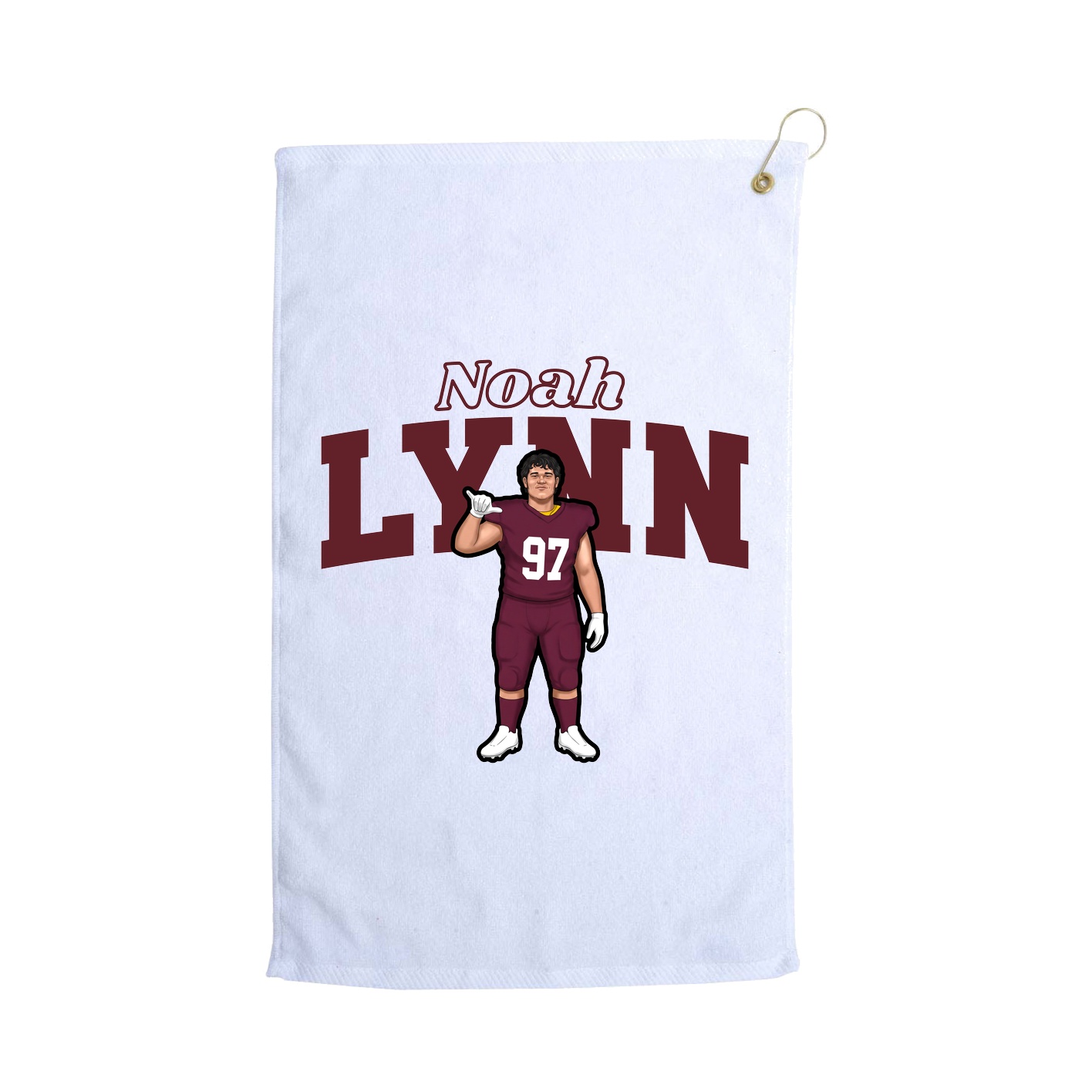 Golf Towel — Name Arch in White