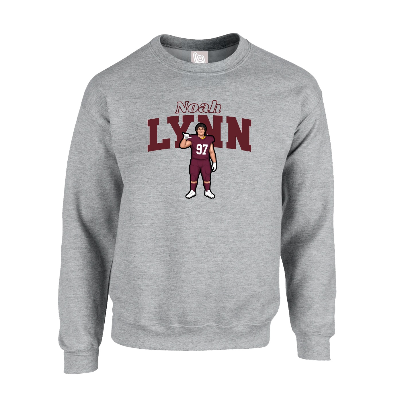 Fleece Crew — Name Arch in Grey