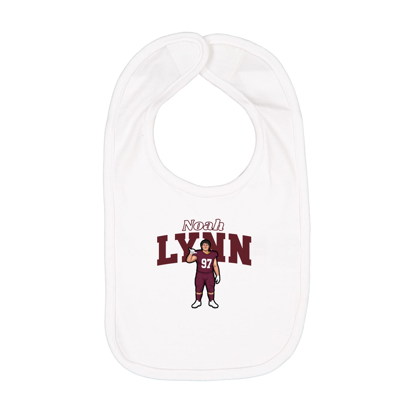 Infant Bib — Name Arch in White
