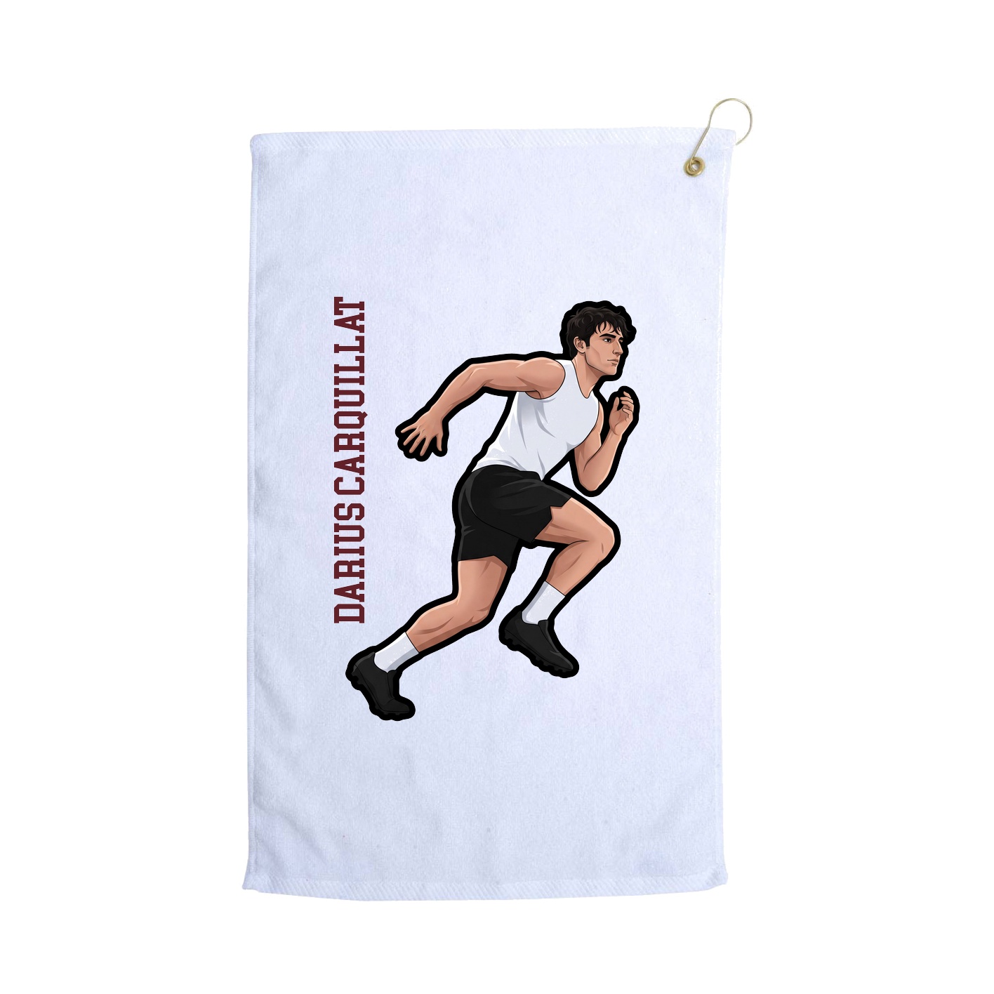Golf Towel — Name Vertical in White