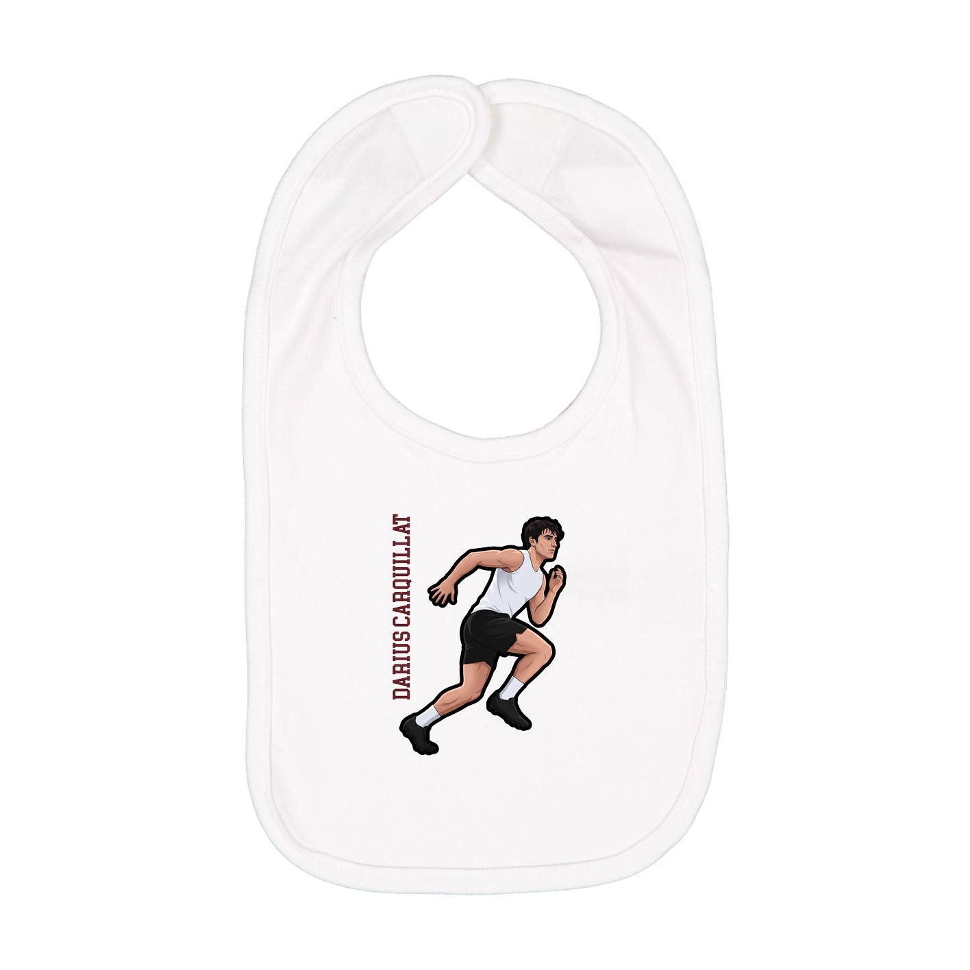 Infant Bib — Name Vertical in White