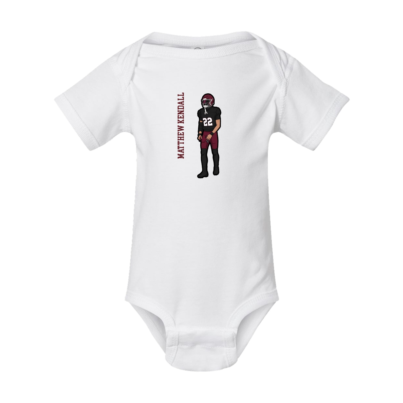 Baby Onesie — Name Vertical in White