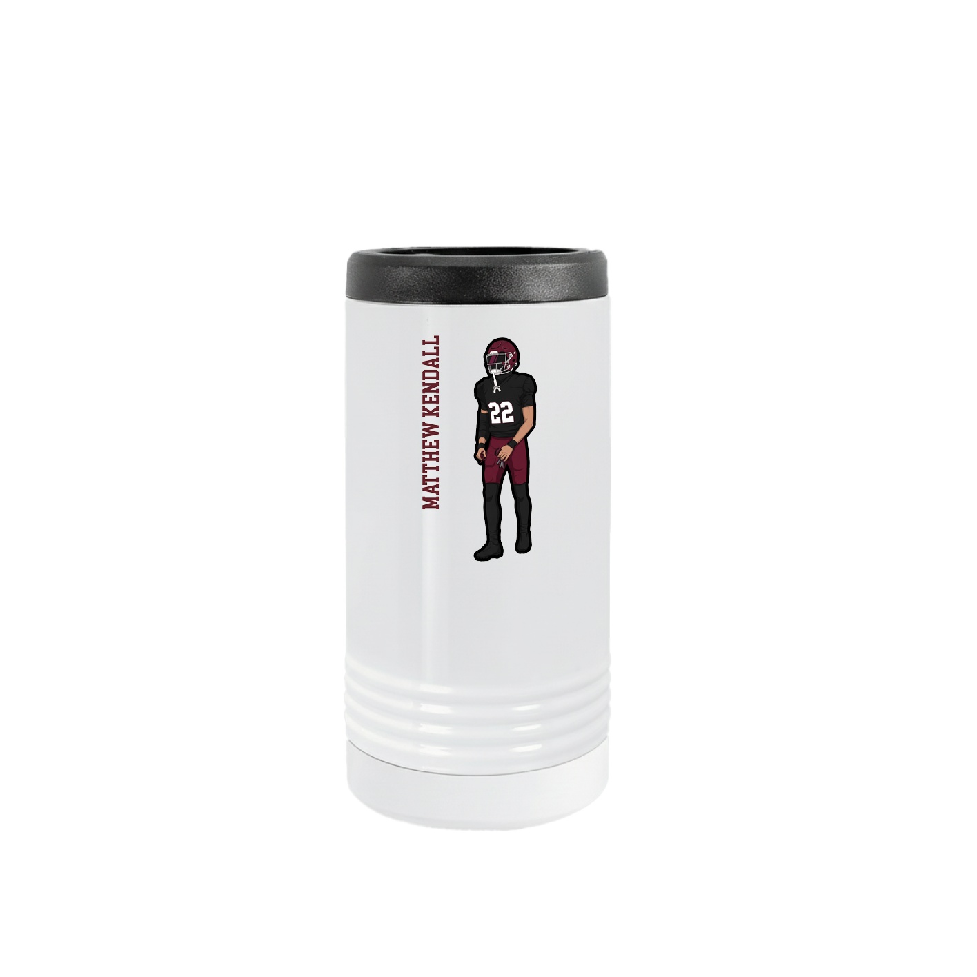 Slim Beverage Holder — Name Vertical in White
