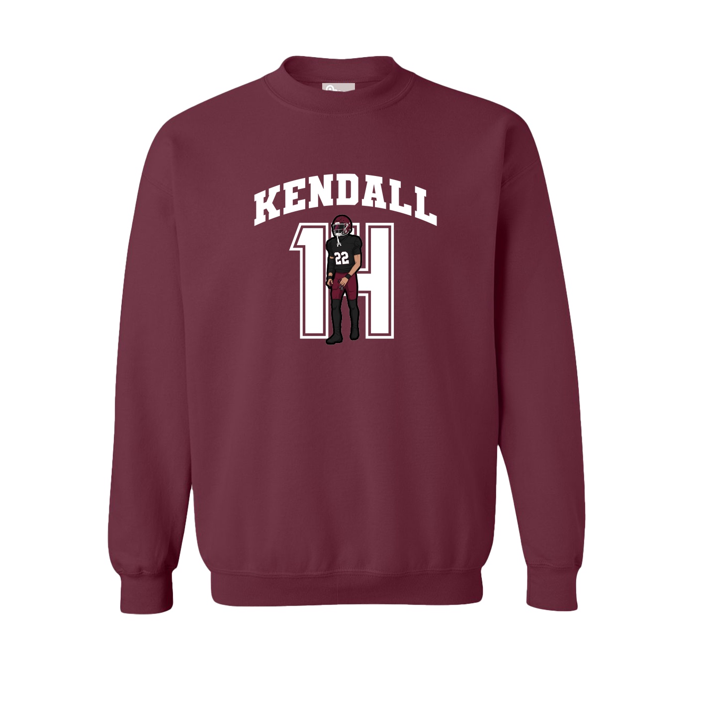 Fleece Crew — Number in Maroon