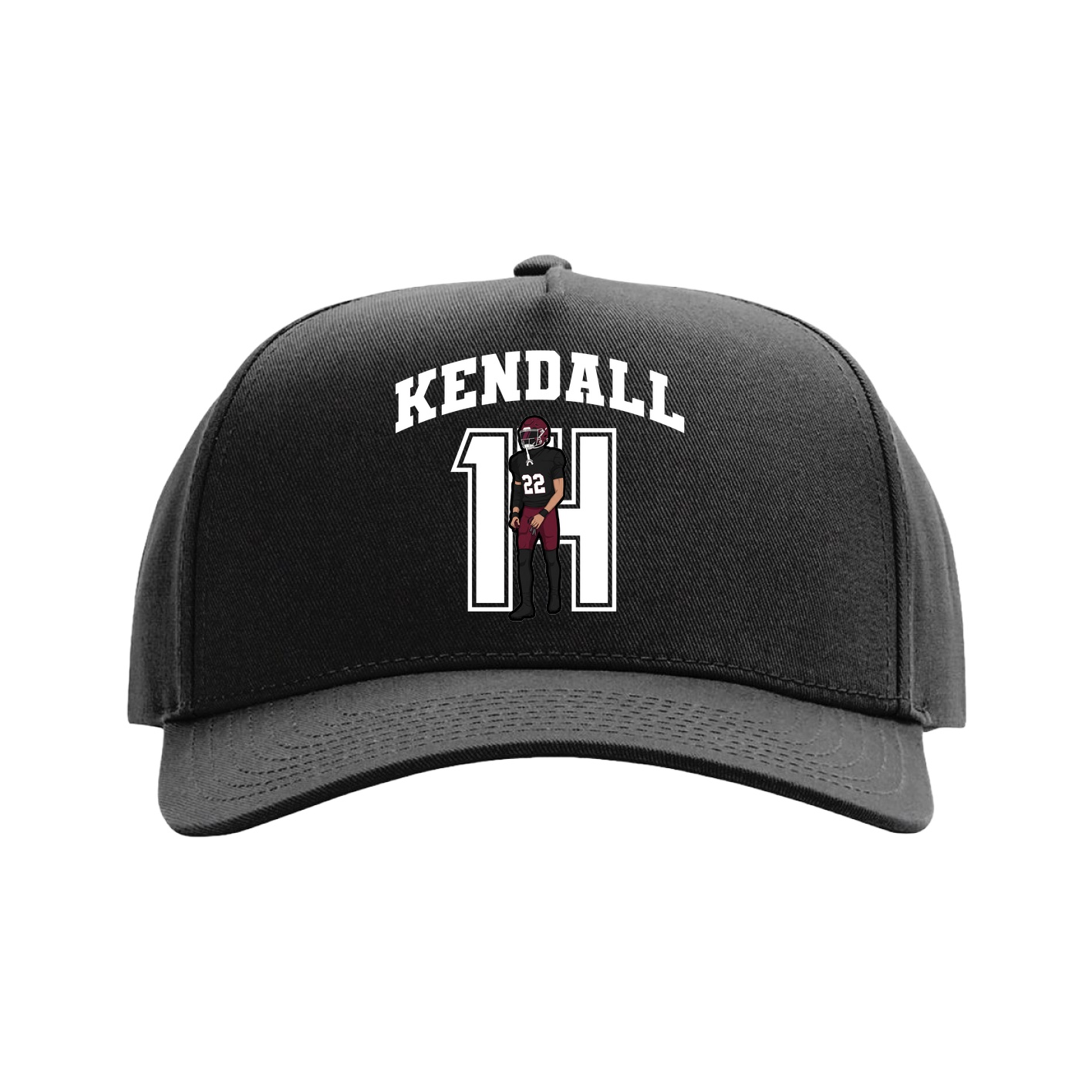 Full Fabric Five-Panel Champ Cap — Number in Black